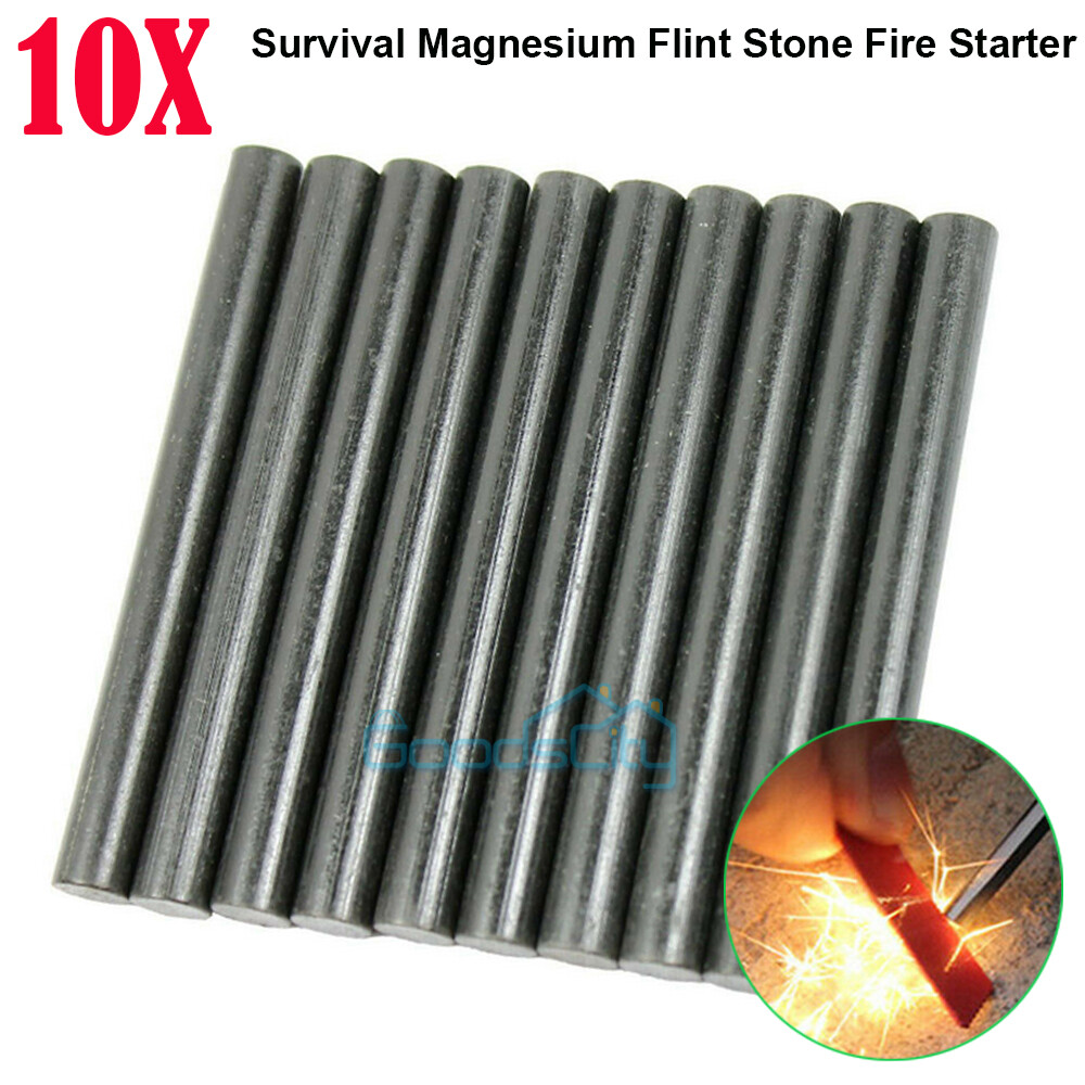 (1-10 Packs) 1/2 x 5" Ferrocerium Ferro Magnesium Rod Flint Fire Starter Camping