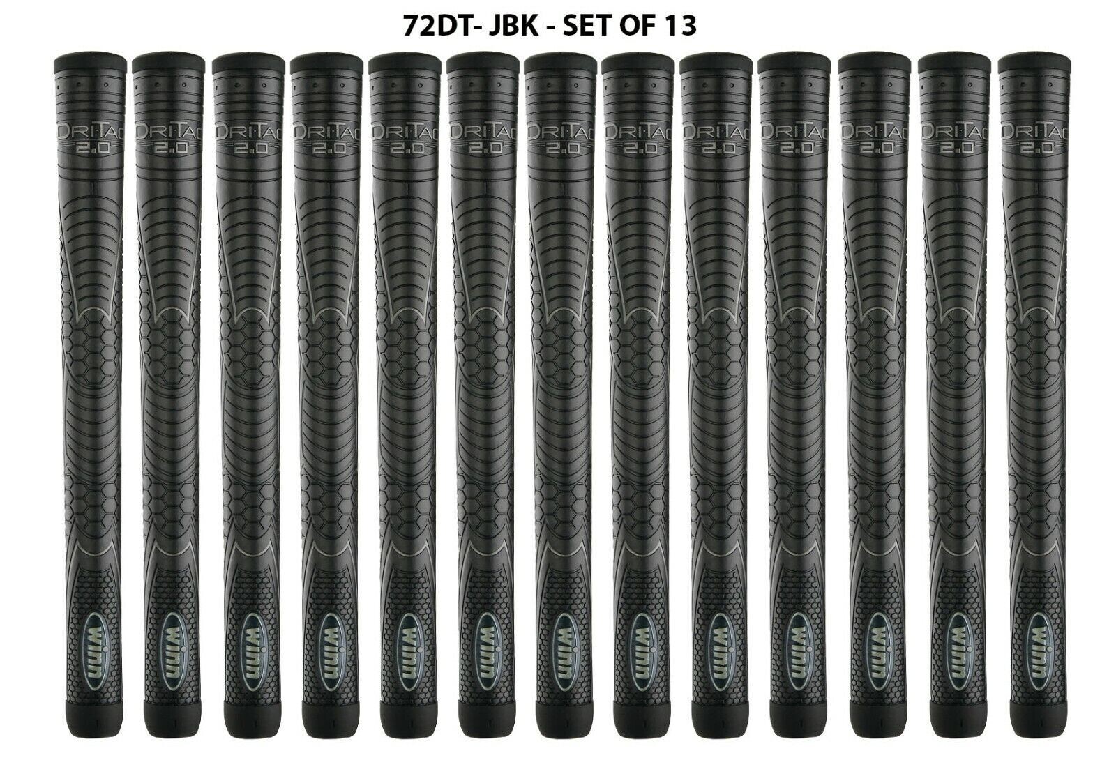 Set of 13 -Winn DRI-TAC 2.0 OVERSIZED Jet Black Golf Grip - 72DT-JBK