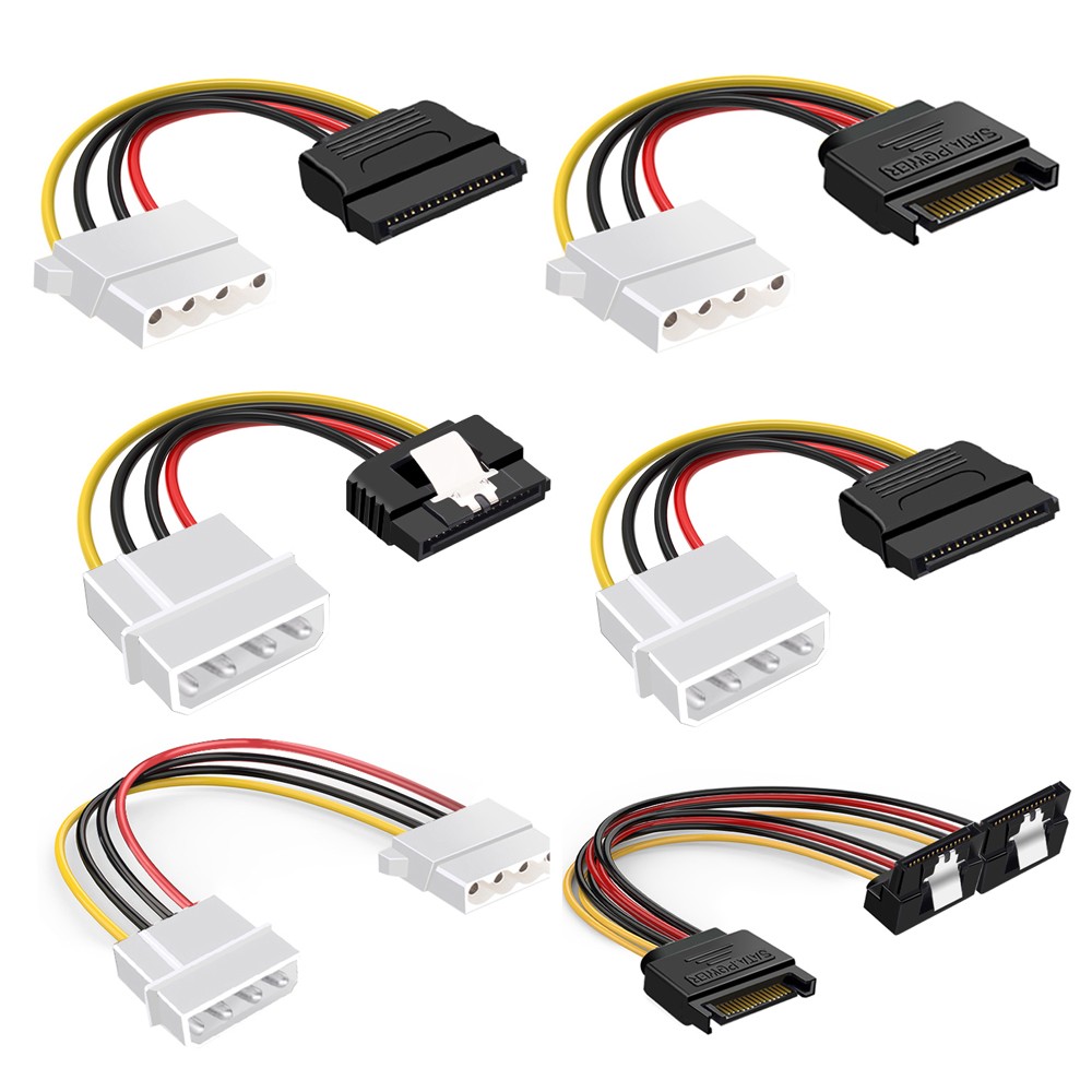 4 Pin Molex Female To SATA 15 Pin Male Power Adapter Cable Hard Disk Drive 20cm