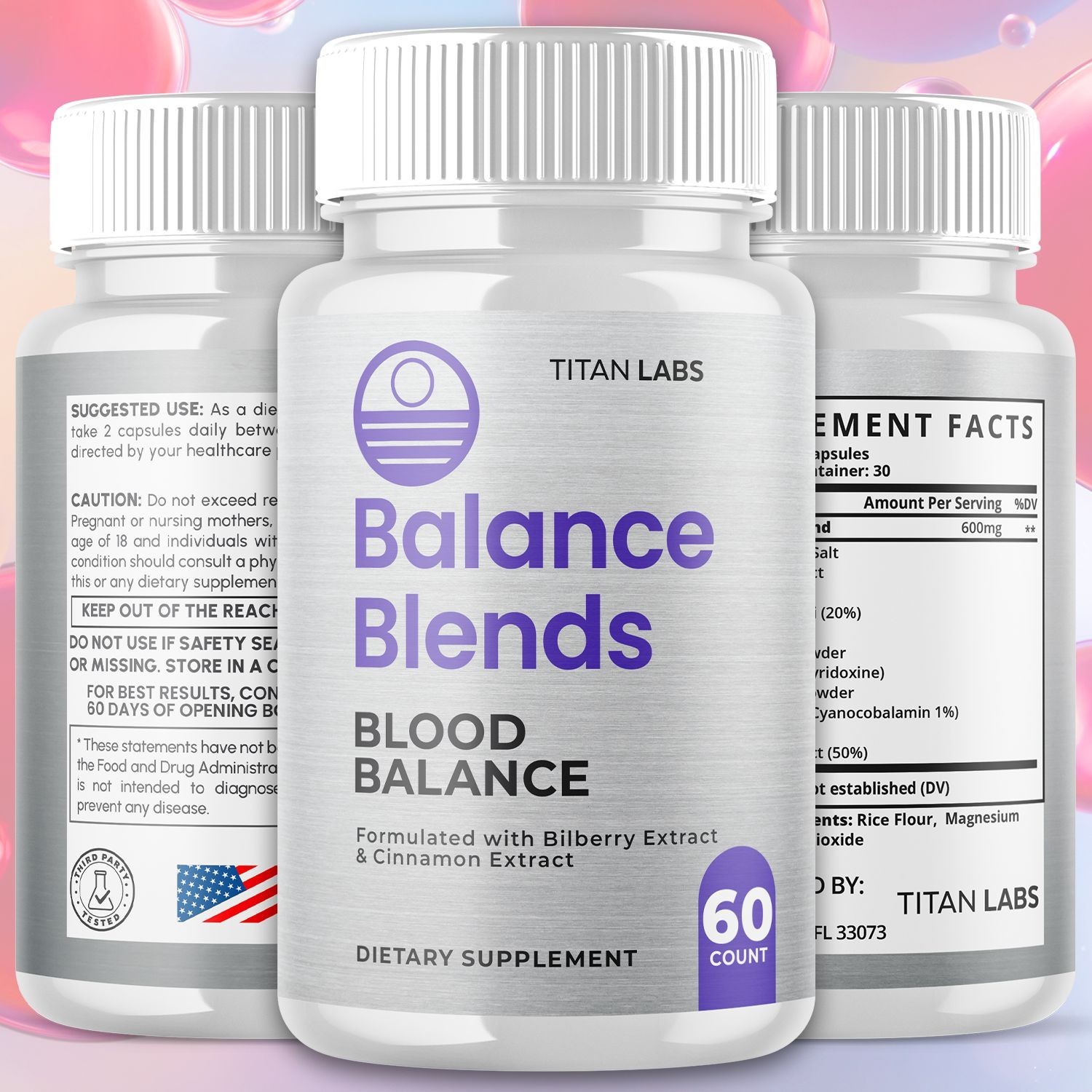 (3 Pack) Balance Blends Advanced Blood Support Supplement BalanceBlends 180 Caps