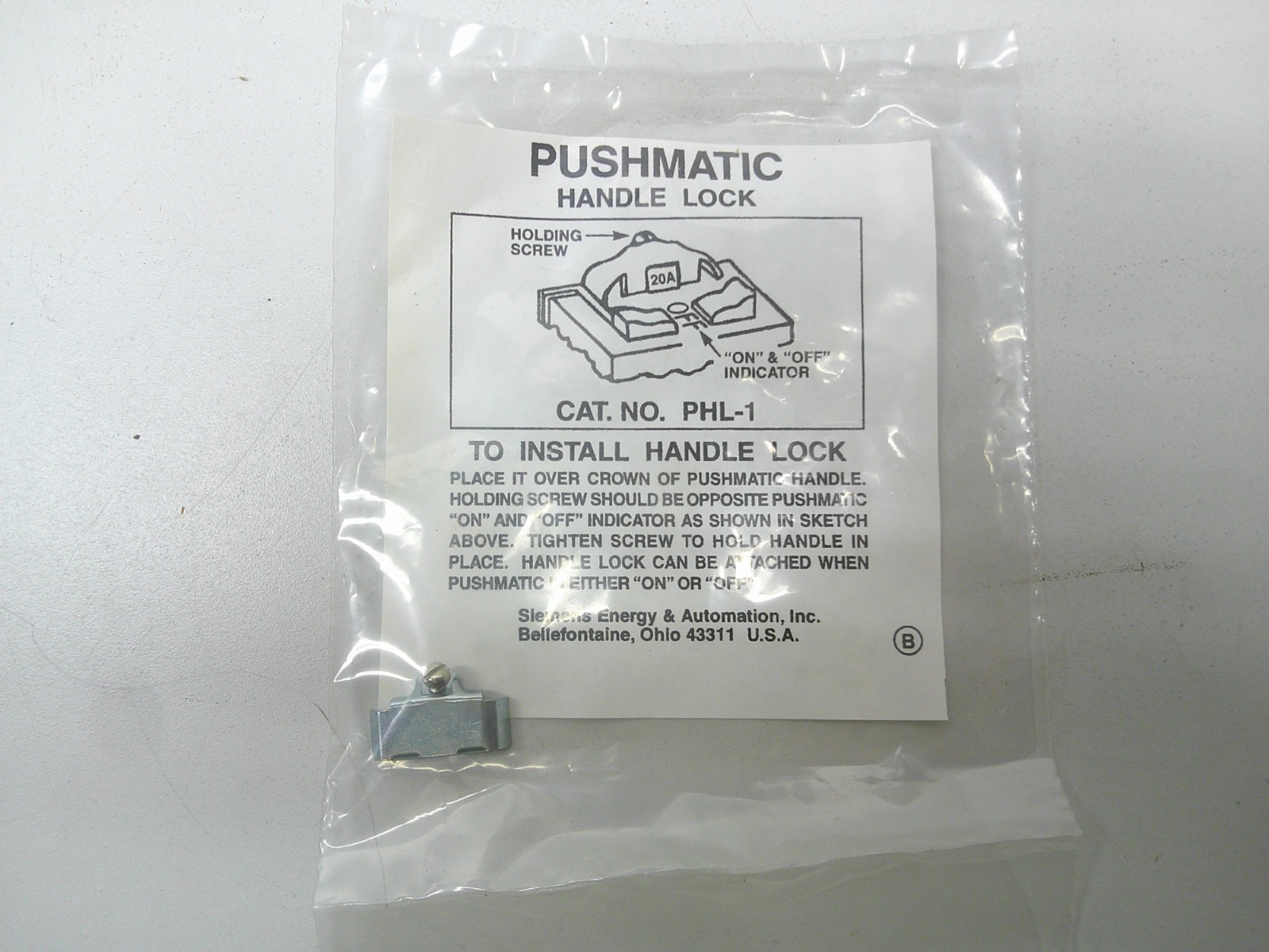 NEW Old Stock Siemens Pushmatic Handle Lock PHL-1