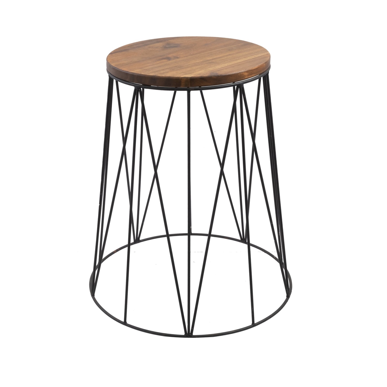 16.3" x 16.3" x 18.9" Acacia Wood Top & Powder-Coated Metal Frame Plant Stand