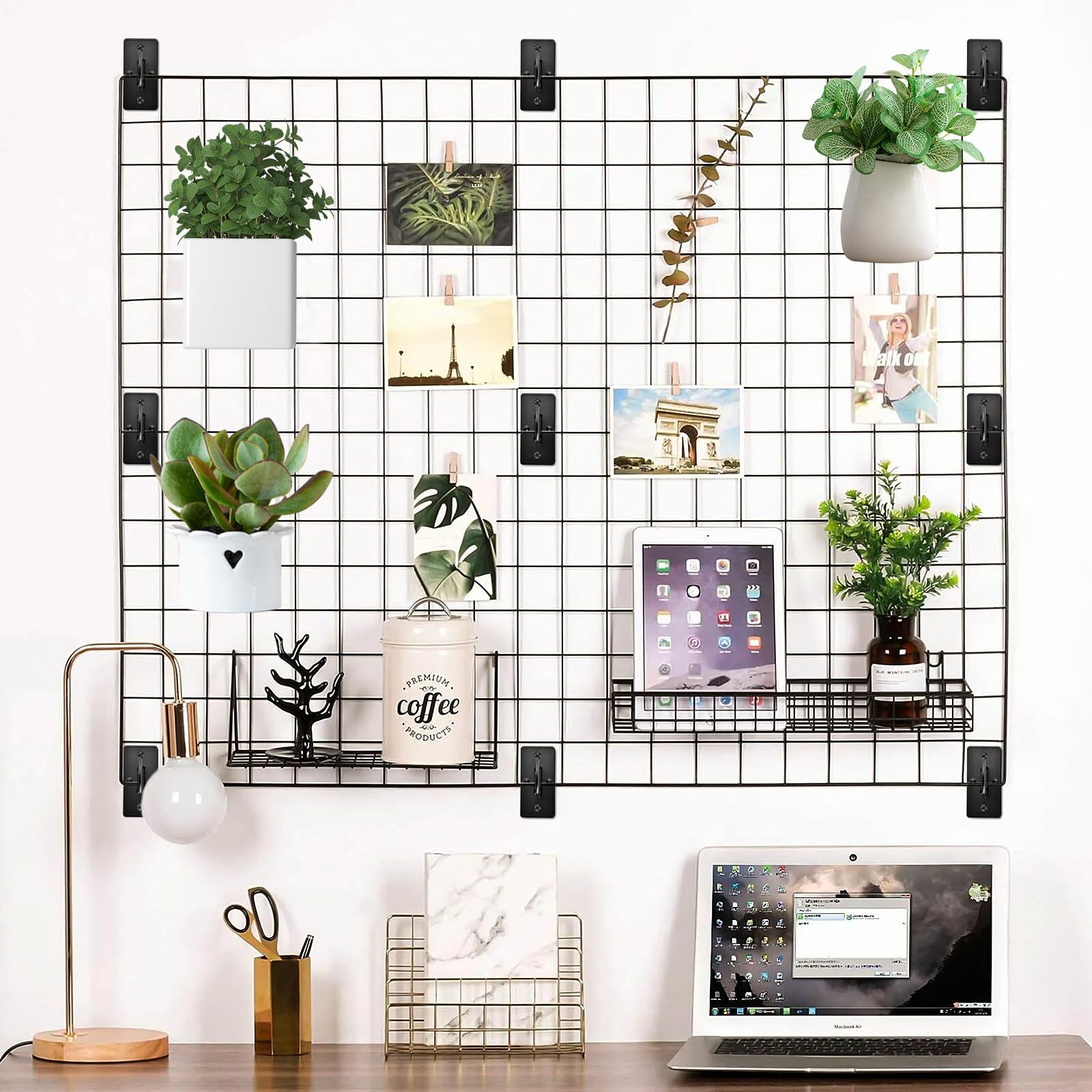 24 Pcs Gridwall Mount Brackets Metal Grid Wall for Grid Panels Black Grid Wal...