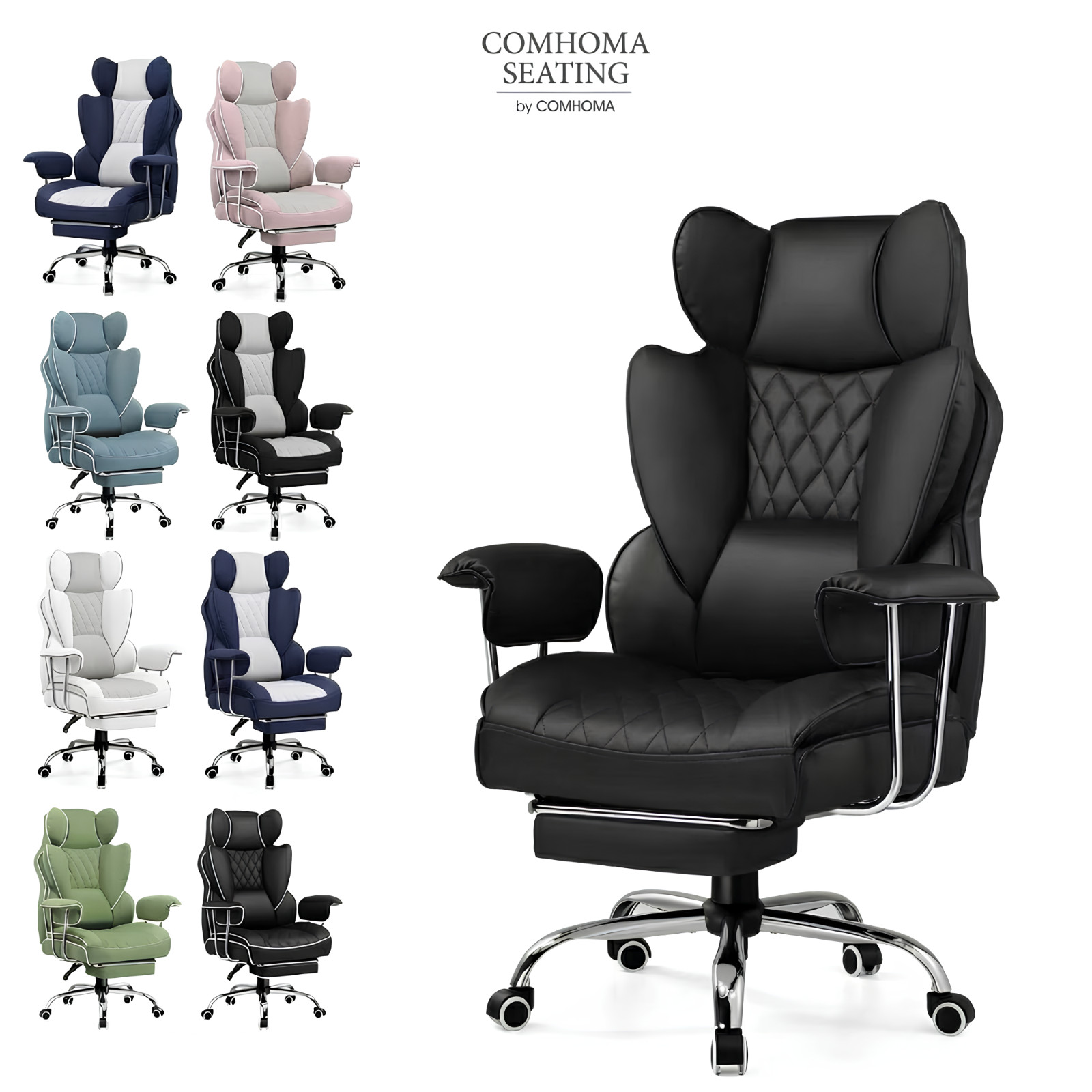 Big & Tall Gaming Chair COMHOMA Ergonomic Fabric Desk Chair Reclining 135°