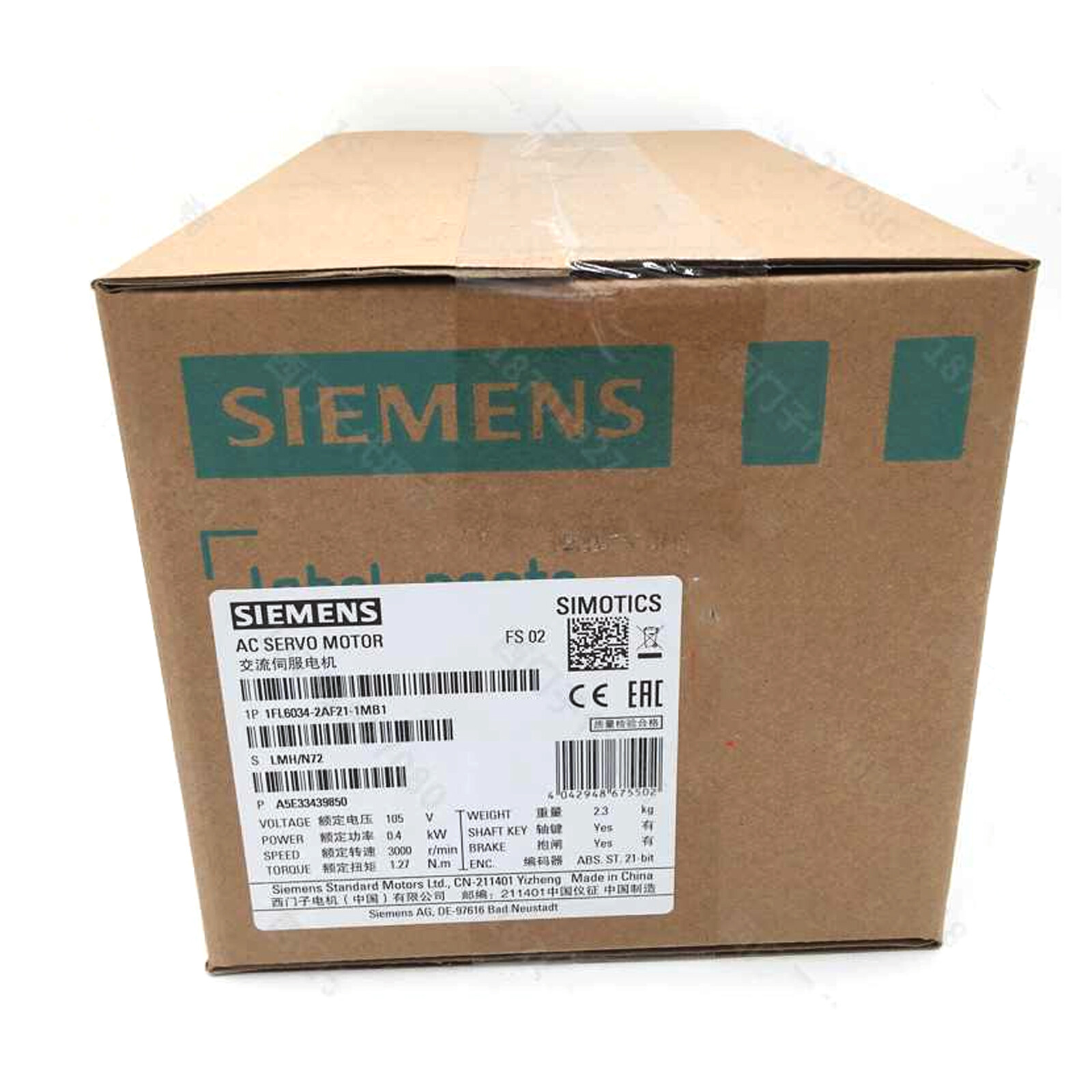 1PC NEW IN BOX For SIEMENS Servo Motor 1FL6034-2AF21-1MB1