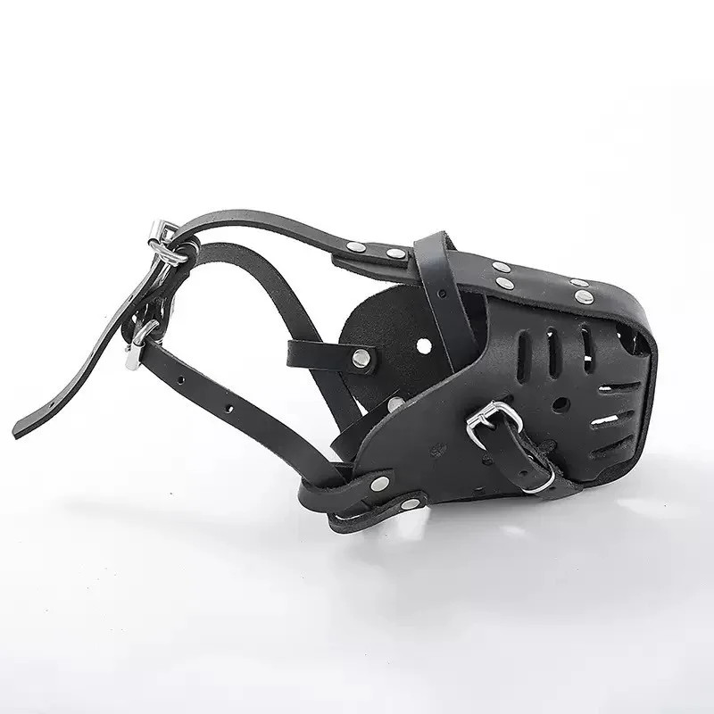 Leather Pet Dog Muzzle German Shepherd Doberman Adjustable Anti Bite Mouth Cage