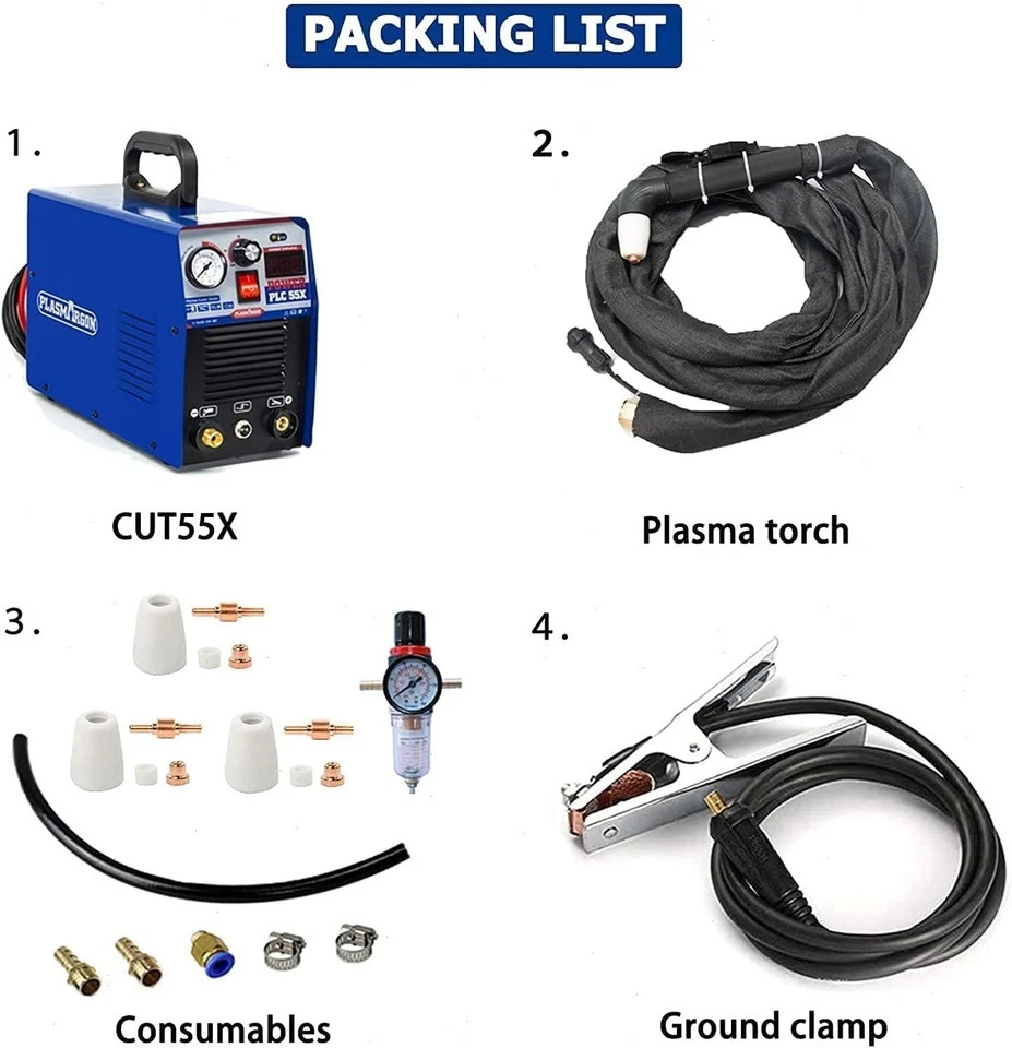 CUT55X 110V/220V 55A Plasma Cutter Machine HF IGBT Inverter LED 12mm Clean Cuts