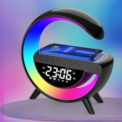 Smart Wireless Charging Table Lamp, Multifunctional Bluetooth Speaker & biack
