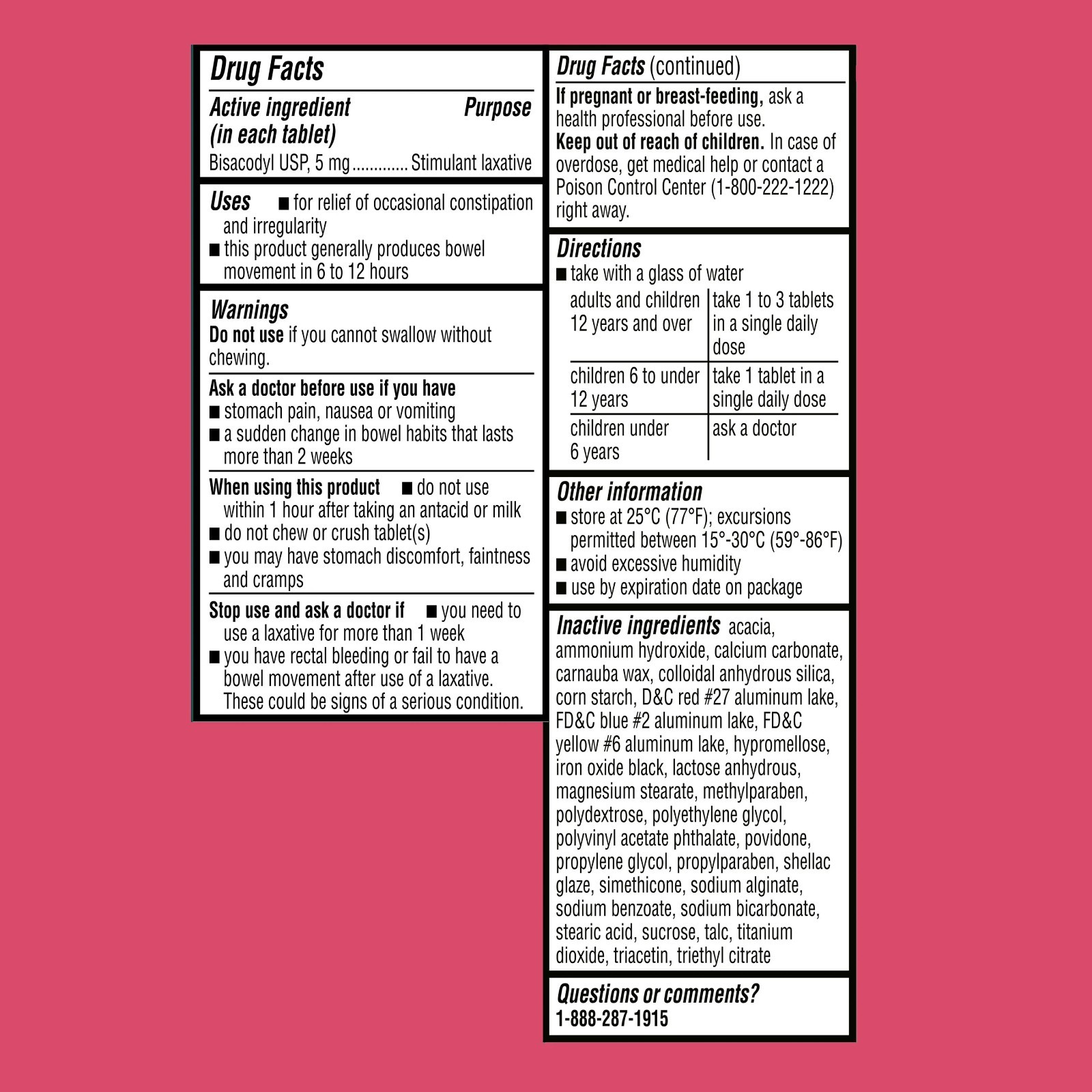 Equate Gentle Laxative Tablets for Constipation, 100 Count, Bisacodyl 5 mg