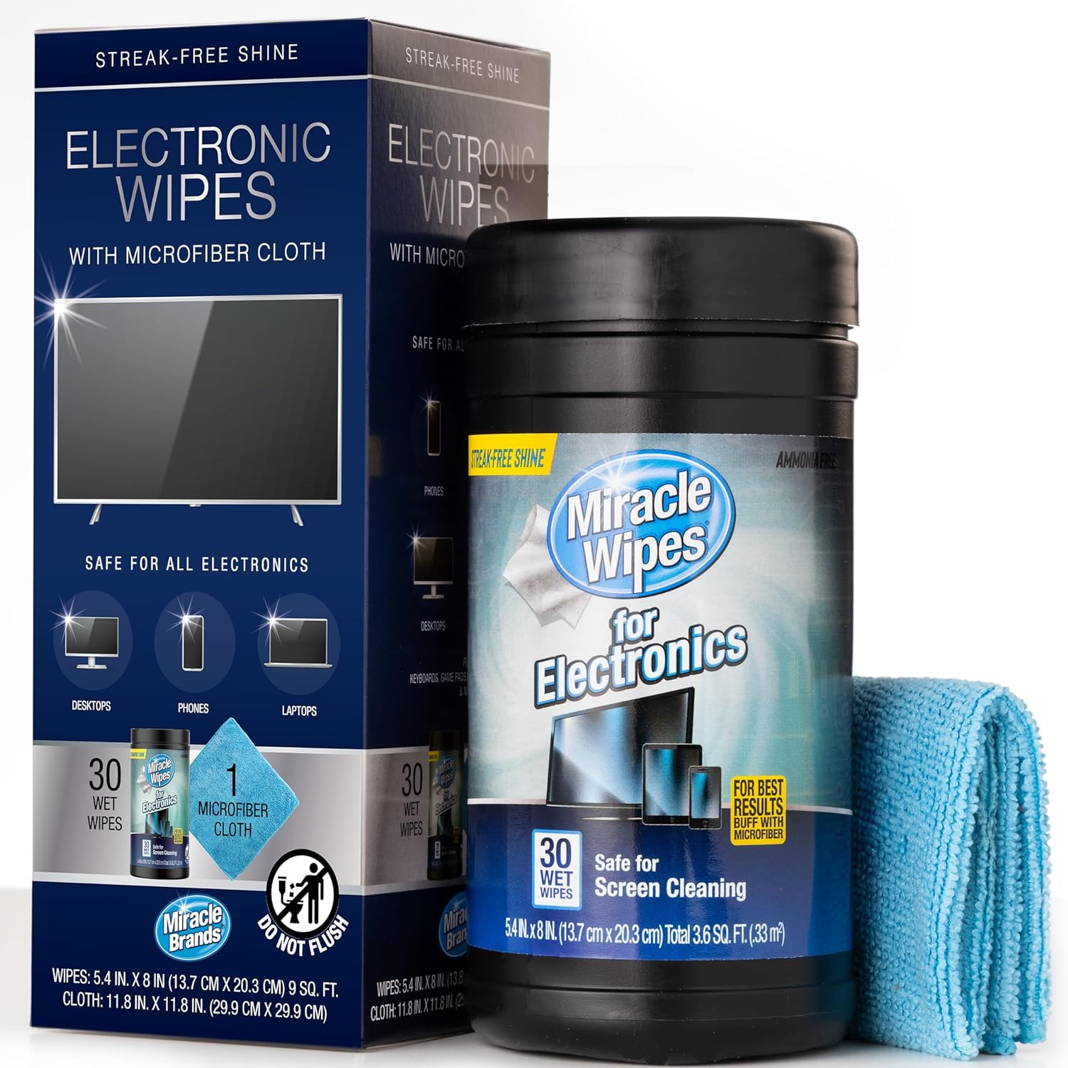 Miraclewipes for Electronics Cleaning - Screen Wipes Designed for TV, 30 Count