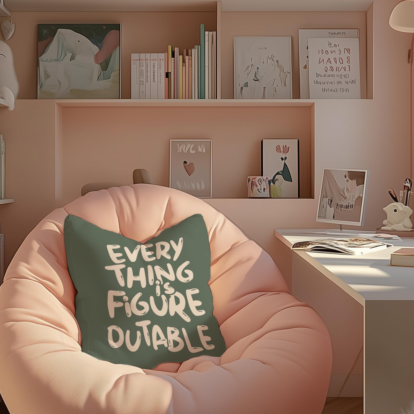 Everything is Figureoutable Inspirational Pillow Covers 18x18 Double-Sided, E...