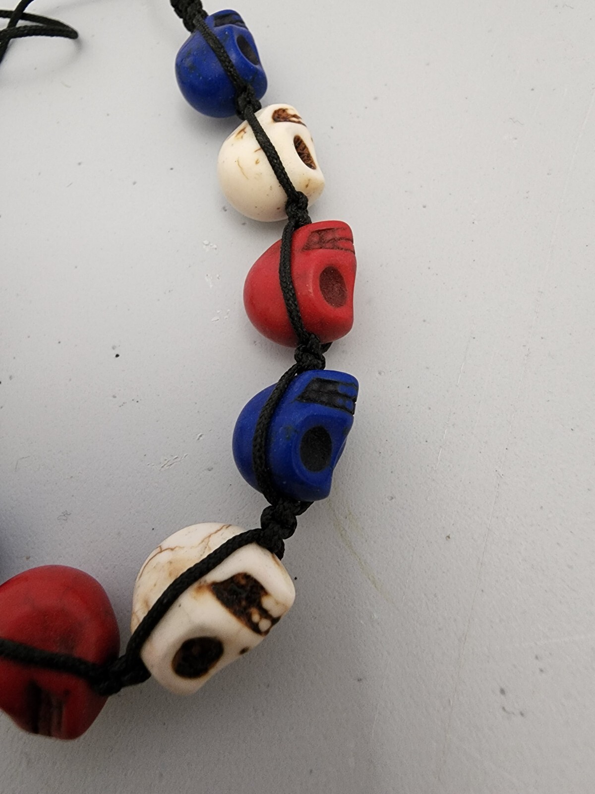 Small Red, White, and Blue Magnesite bead adjustable bracelet