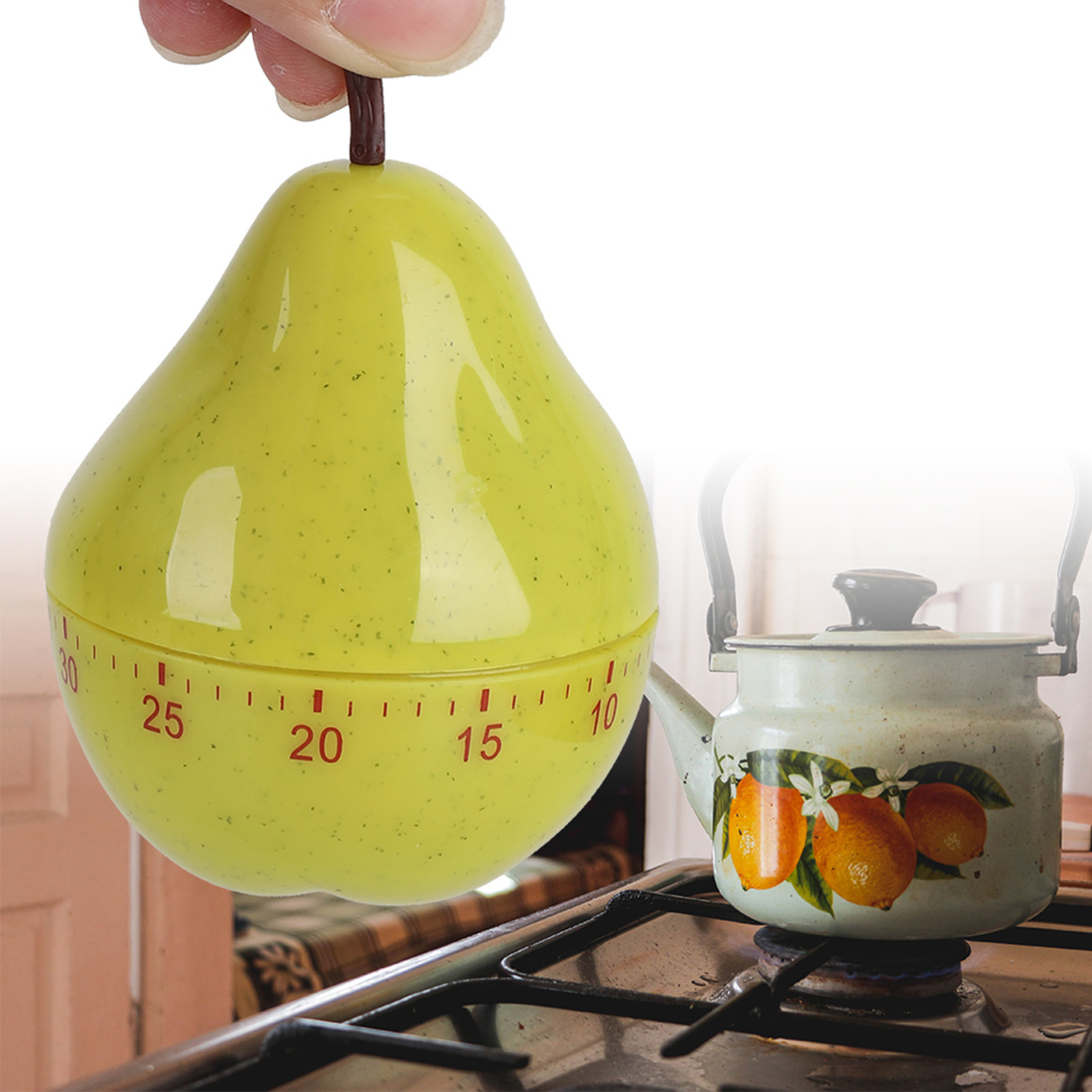 YA Cartoon Timer Pear Shaped Kitchen Timer Mini Cute 60mins Mechanical Manu Hot