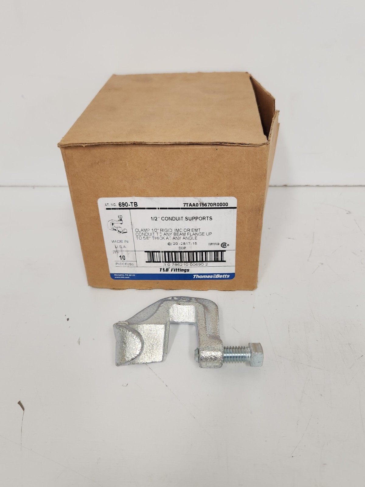 LOT OF (10) NEW IN BOX! THOMAS & BETTS 1/2" CONDUIT SUPPORTS 690-TB