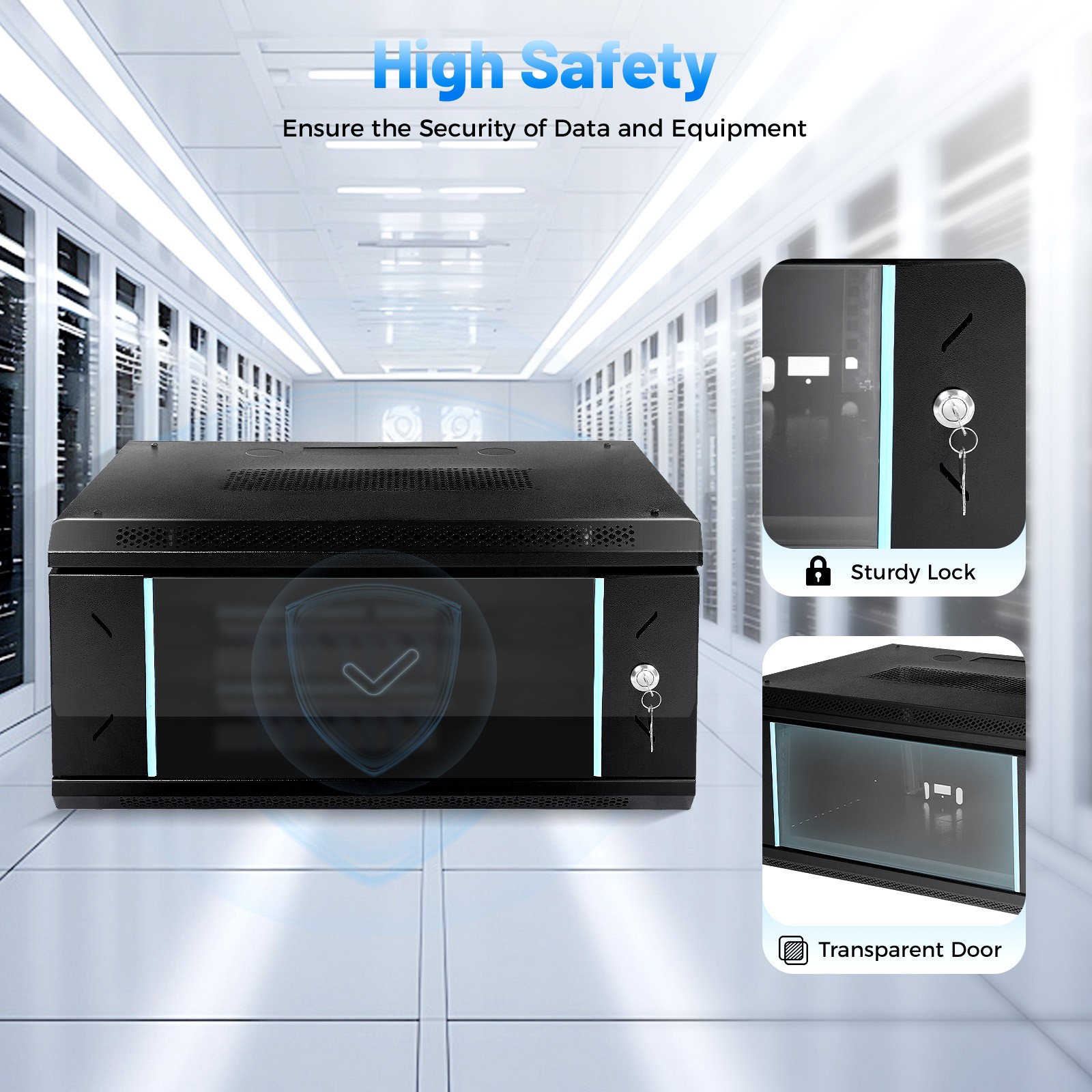 4U Server Cabinet Case Wall Mounted Network Server Data Cabinet Enclosure Rack
