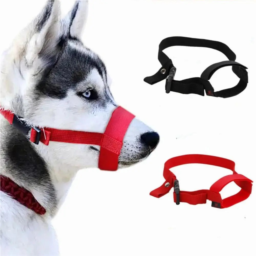 Pet Supplies Adjustable Dog Muzzle Soft Nylon Anti-biting Dog Straps Mask .