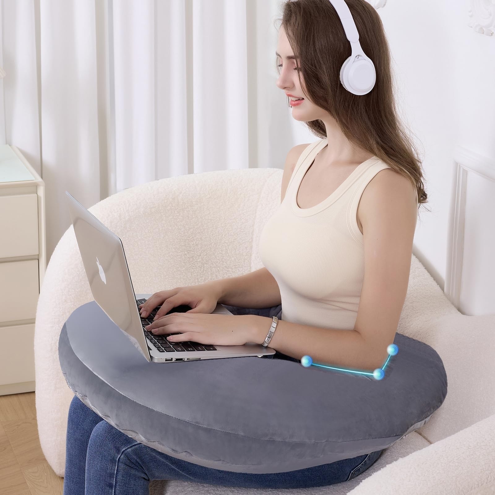 Reading Pillow for Gaming, Lap Desk Pillow Crochet Pillow Ergonomic Arm Suppo...