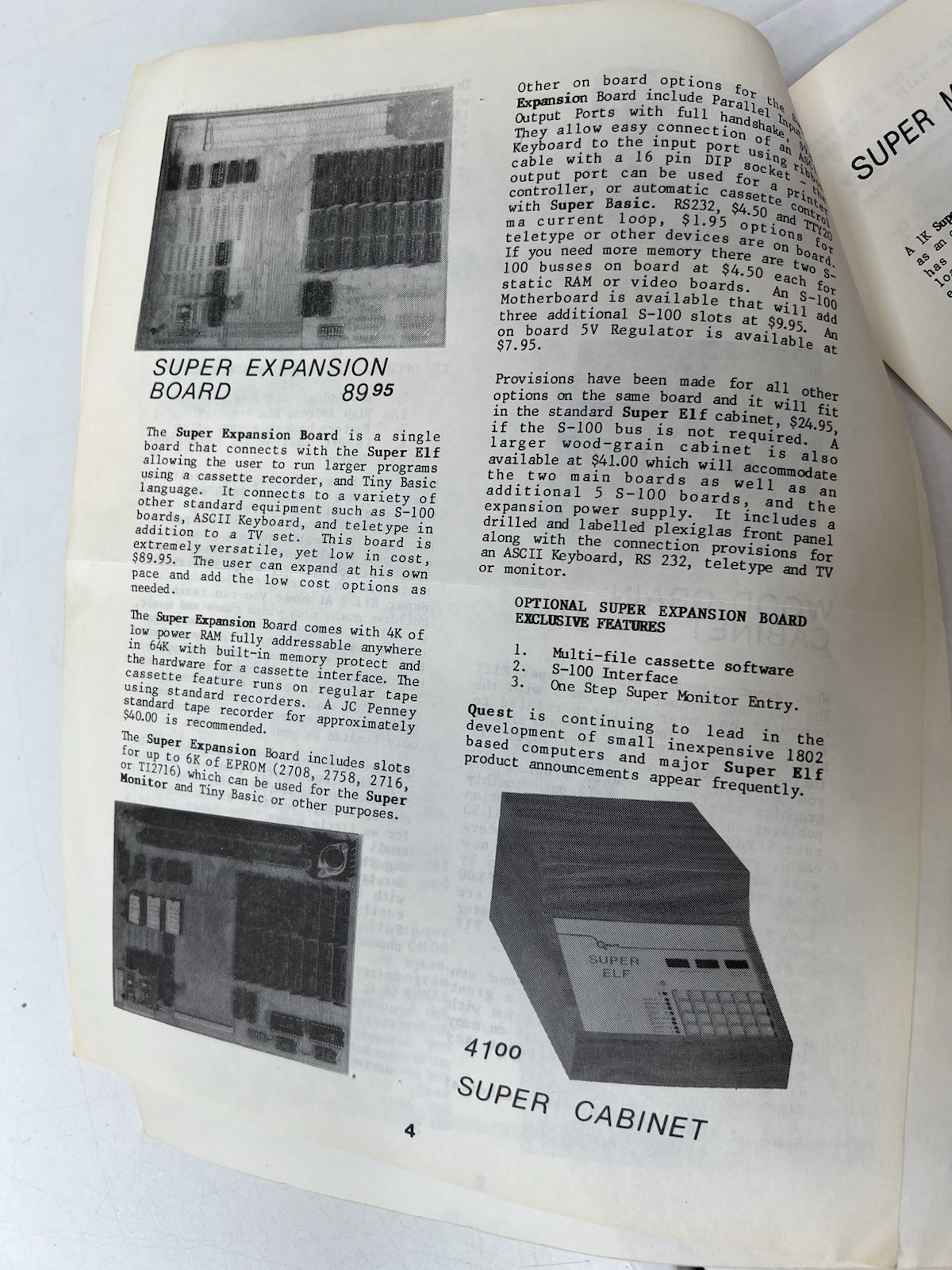 Quest Super ELF 1802 Expendable Micro Computer Accessories Catalog W Discription