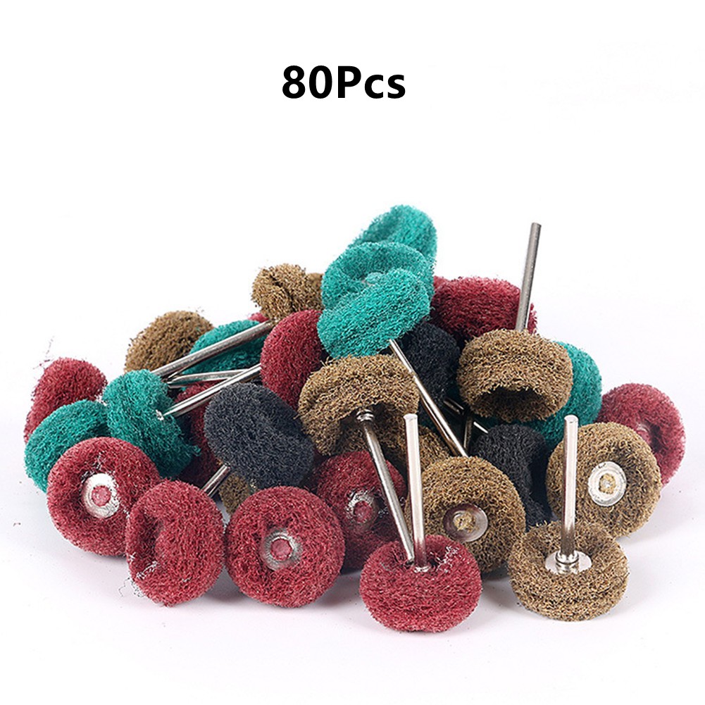 80Pcs Mini Abrasive Buff Wheel Grinding Polishing Shank Craft Bits Rotary Tool r