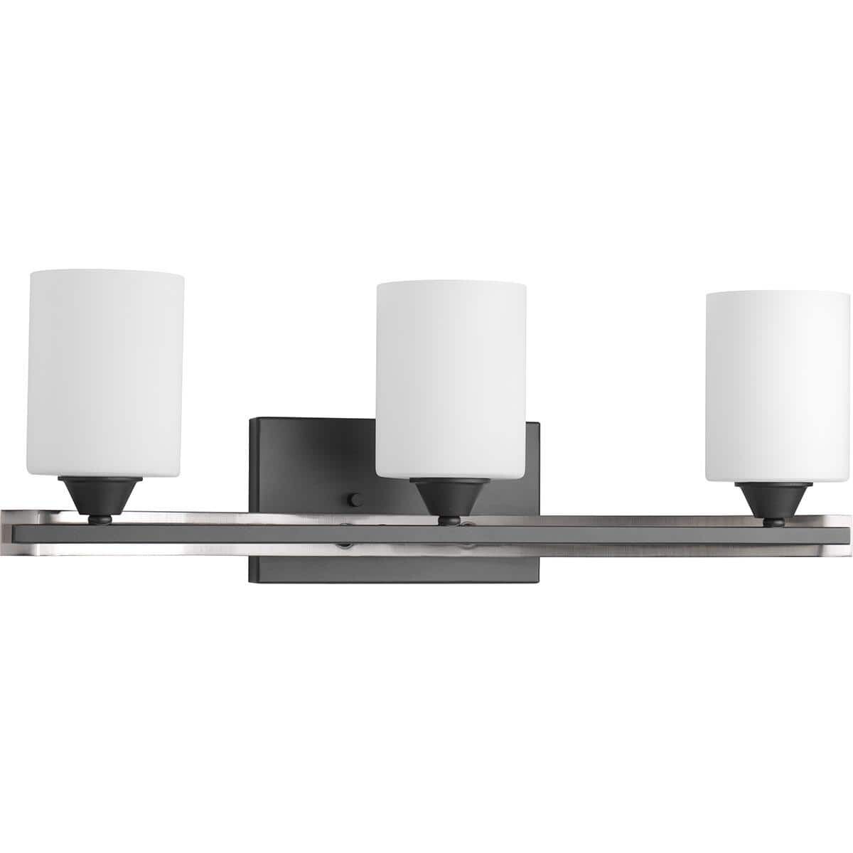 Dart Coll. 3-Light Graphite Etched Glass Modern Bath Vanity Light by Progress L.