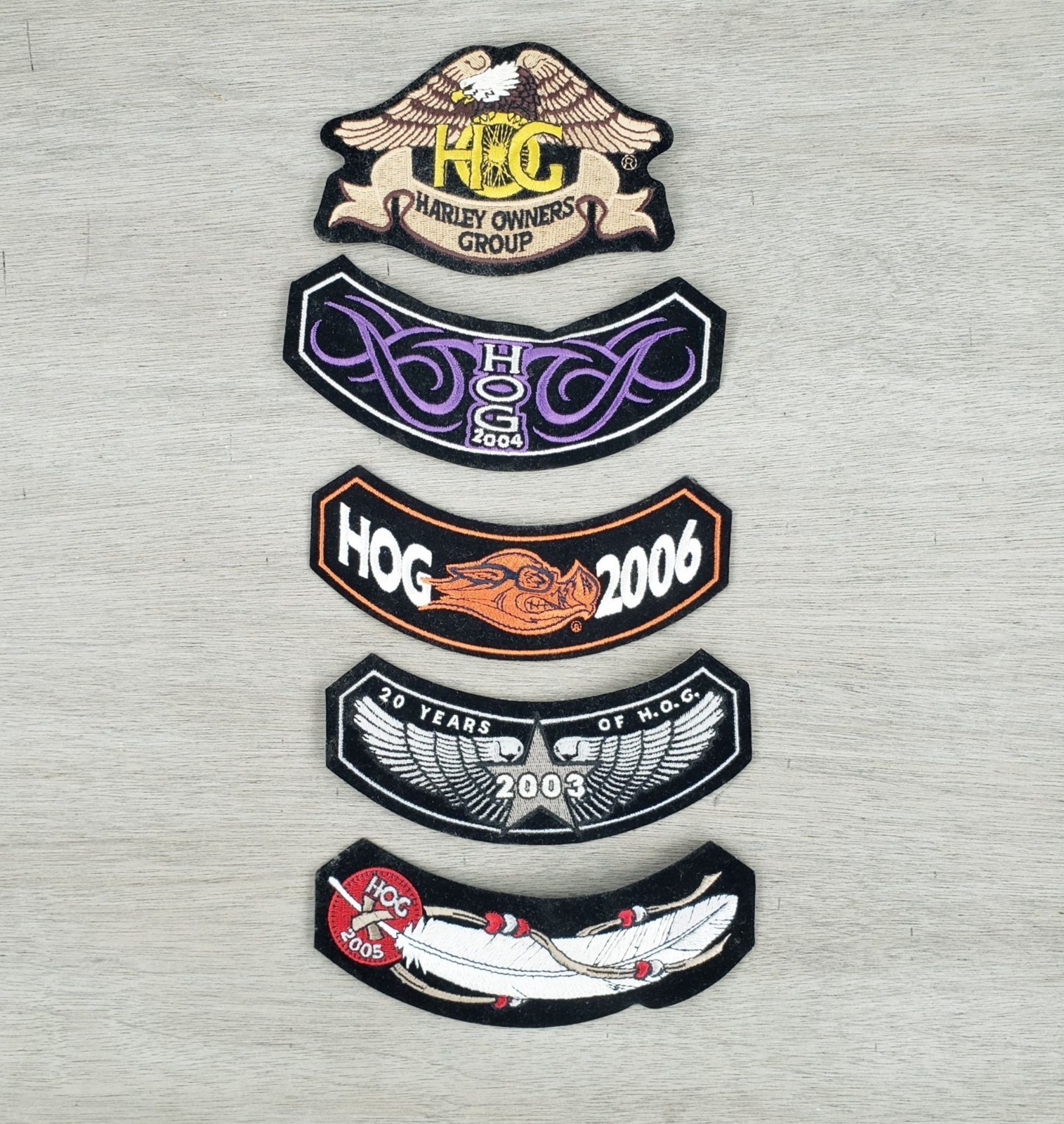 Vintage Lot Of 5 Harley Davidson Motorcycle Biker Hog Eagle Wings Patches