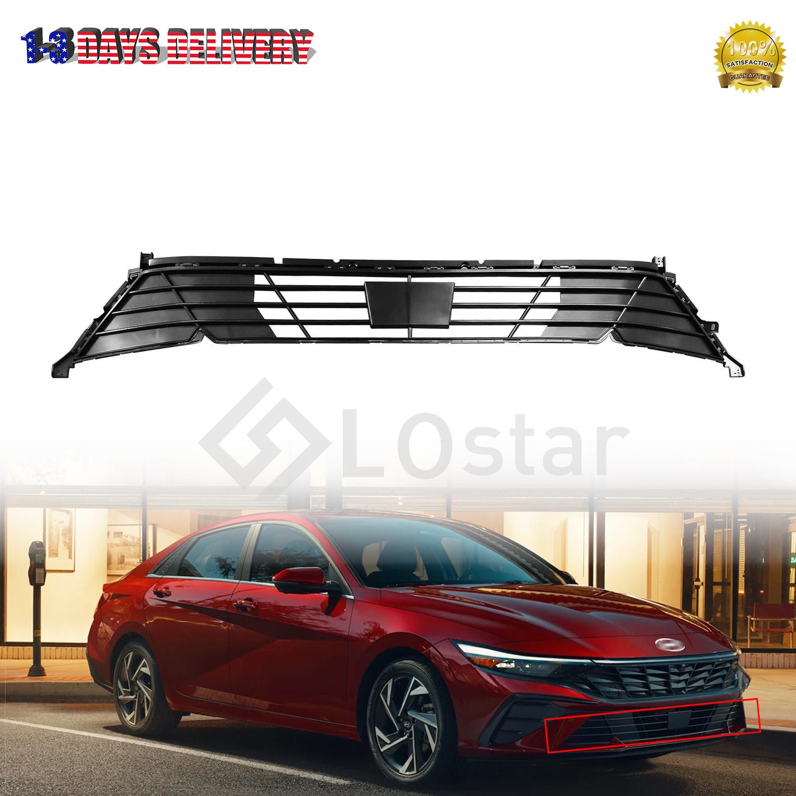 Front Bumper Lower Grille 86531-AABB0 Fit Hyundai Elantra Sedan 2024-2025