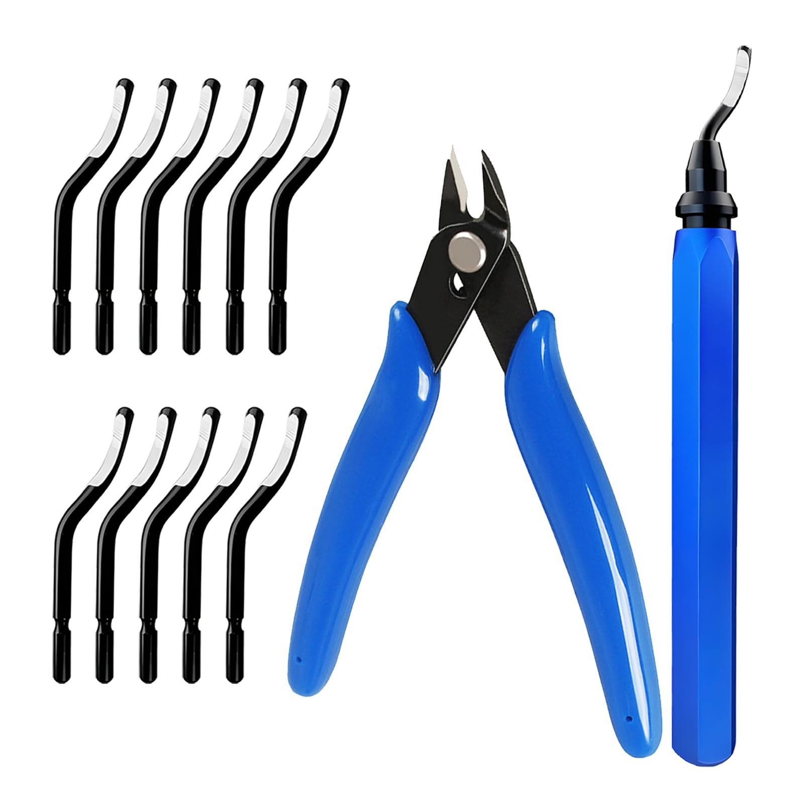 13PCS Deburring Tool Kit with 11pcs Steel Blades & Wire Cutter – Burr Removal...
