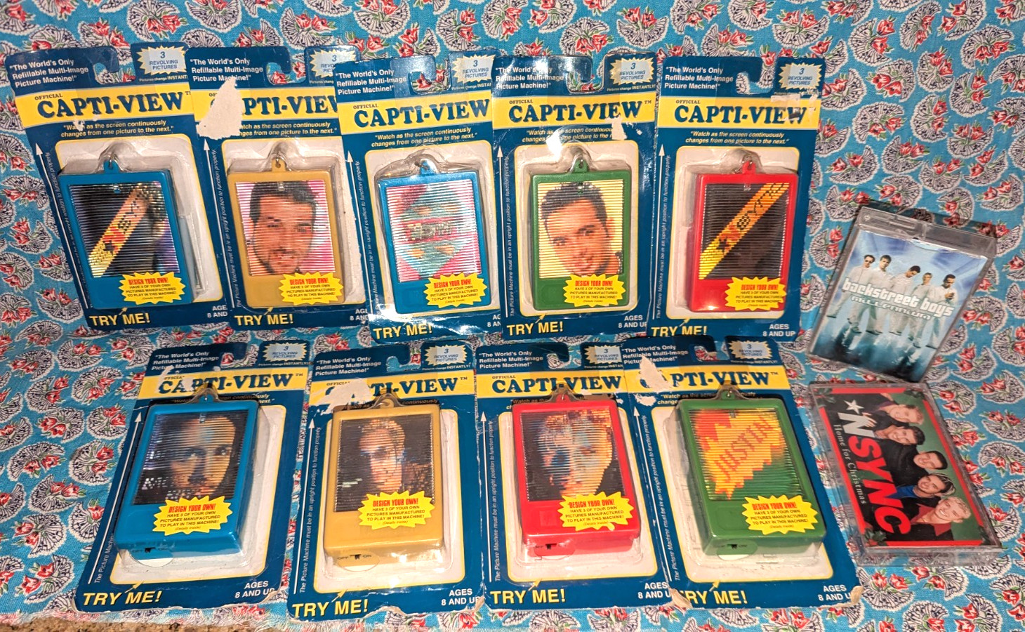 Vtg 90's Backstreet Boys N'Sync flicker picture clips Keychain Capti-View LOT D2