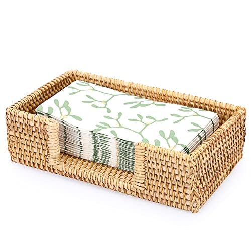 Sumnacon Napkin Holder Rattan Guest 9.4 x 5.5 Inch/ Guest Towel Honey Brown