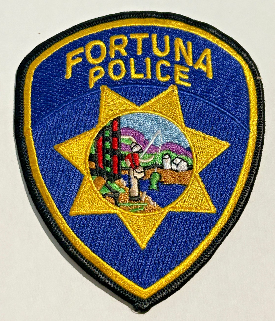 Vintage Fortuna California Police Yellow Border Thin Letters Patch Unused