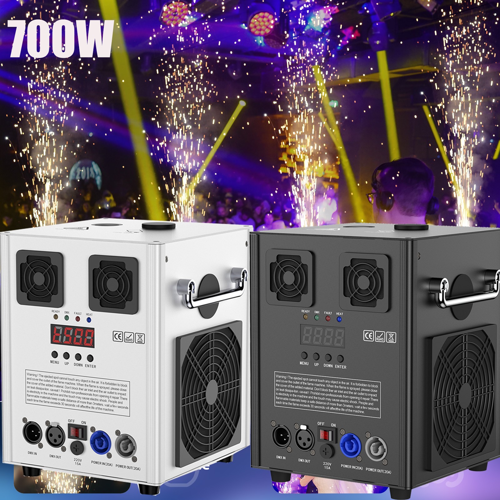 700W Cold Spark Machine DMX Firework Machine Stage Effect Wedding Party Remote
