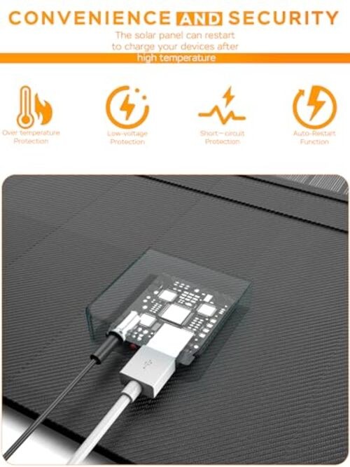 Orange 21W Foldable Solar Panel Charger - IP65 Waterproof - Orange