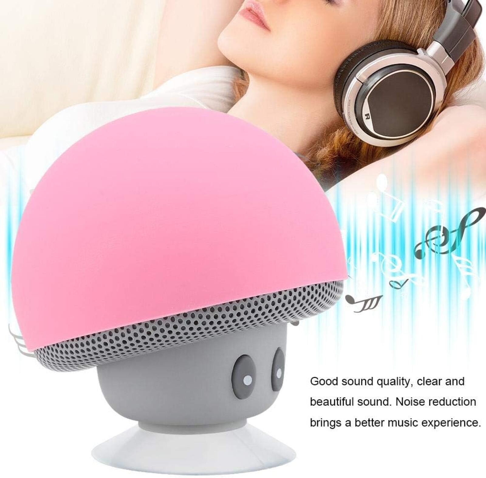 Ciglow Mini Bluetooth Mushroom Speaker, 5V 3W Wireless Audio with Suction Cup