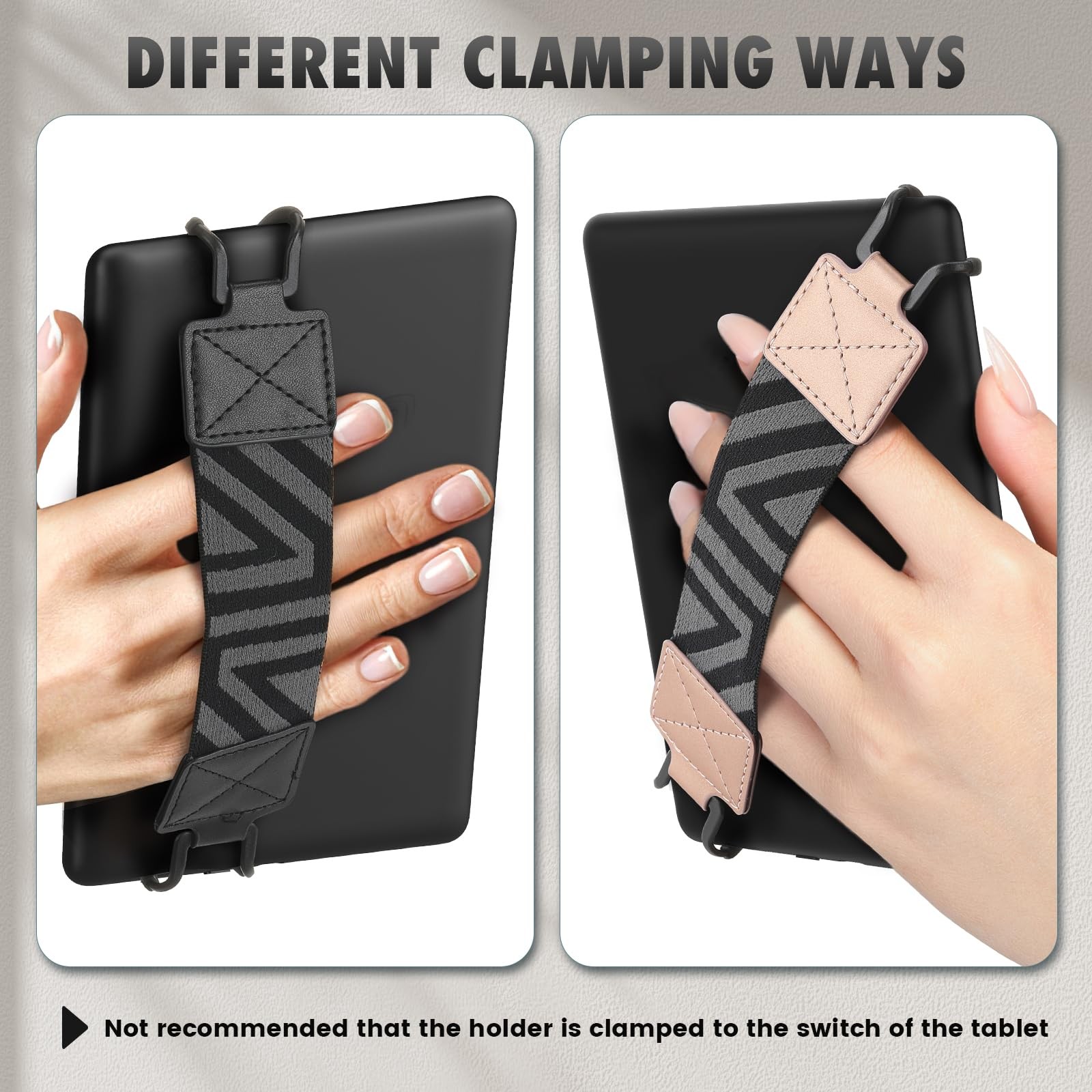 2 Pack Portable E Reader Tablet Hand Strap Holder Black Rose Gold Compatibility