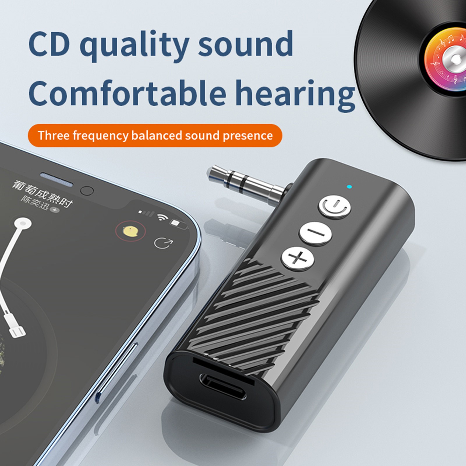 Black 3-in-1 Wireless Bluetooth 5.3 Transmitter Receiver Adapter Audio ABS