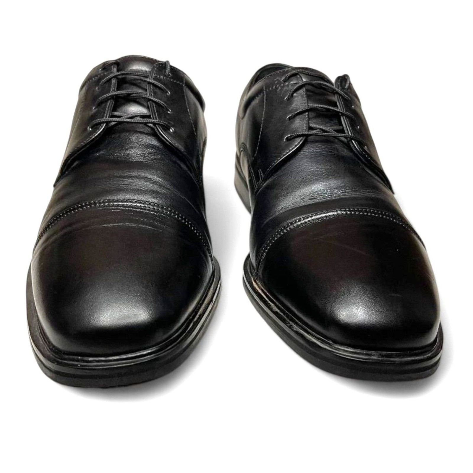 FLORSHEIM Men's Black Leather Cap Toe Oxford, Size 12D