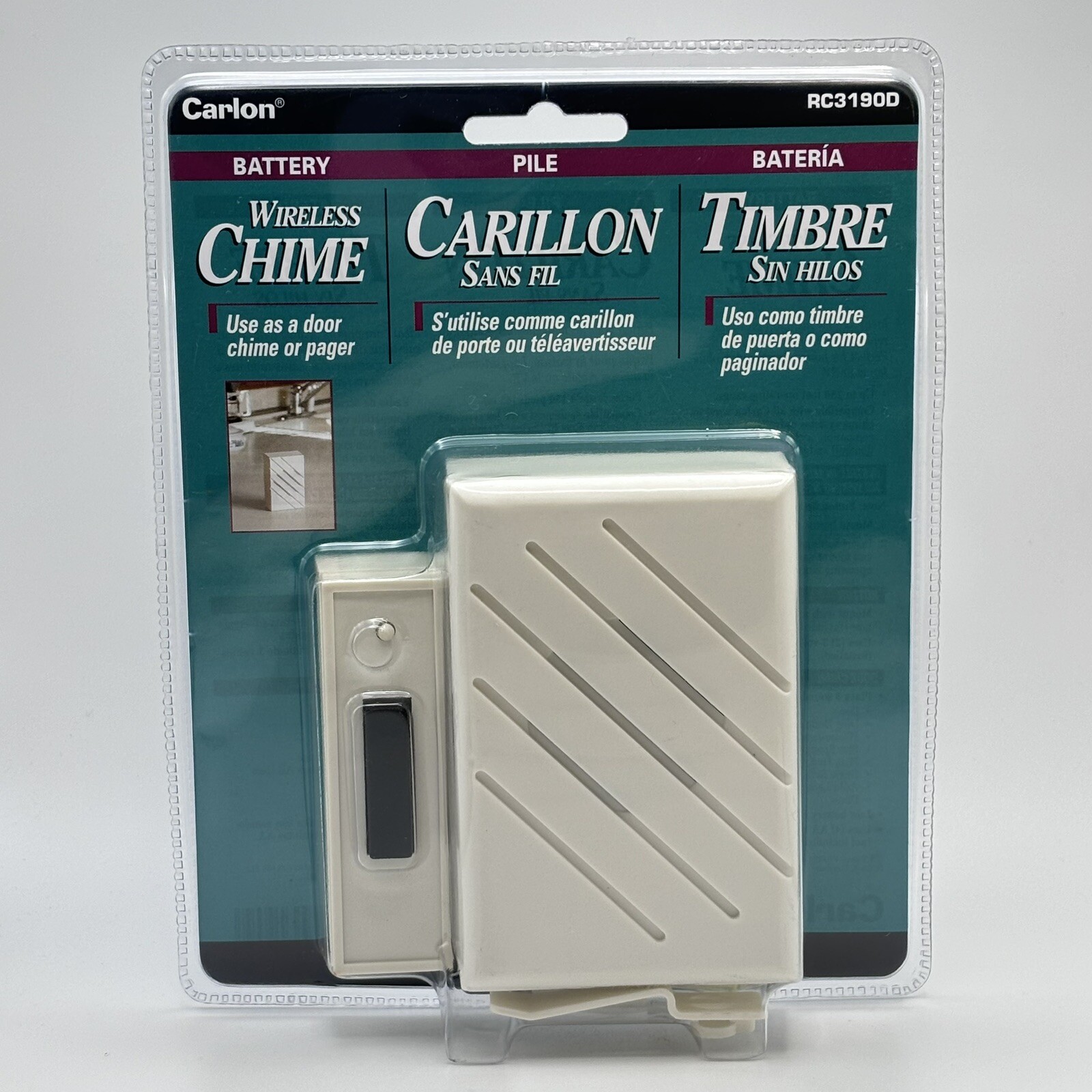 Carlon Wireless Chime 8 Different Sounds Doorbell Pager RC3190D Beige New