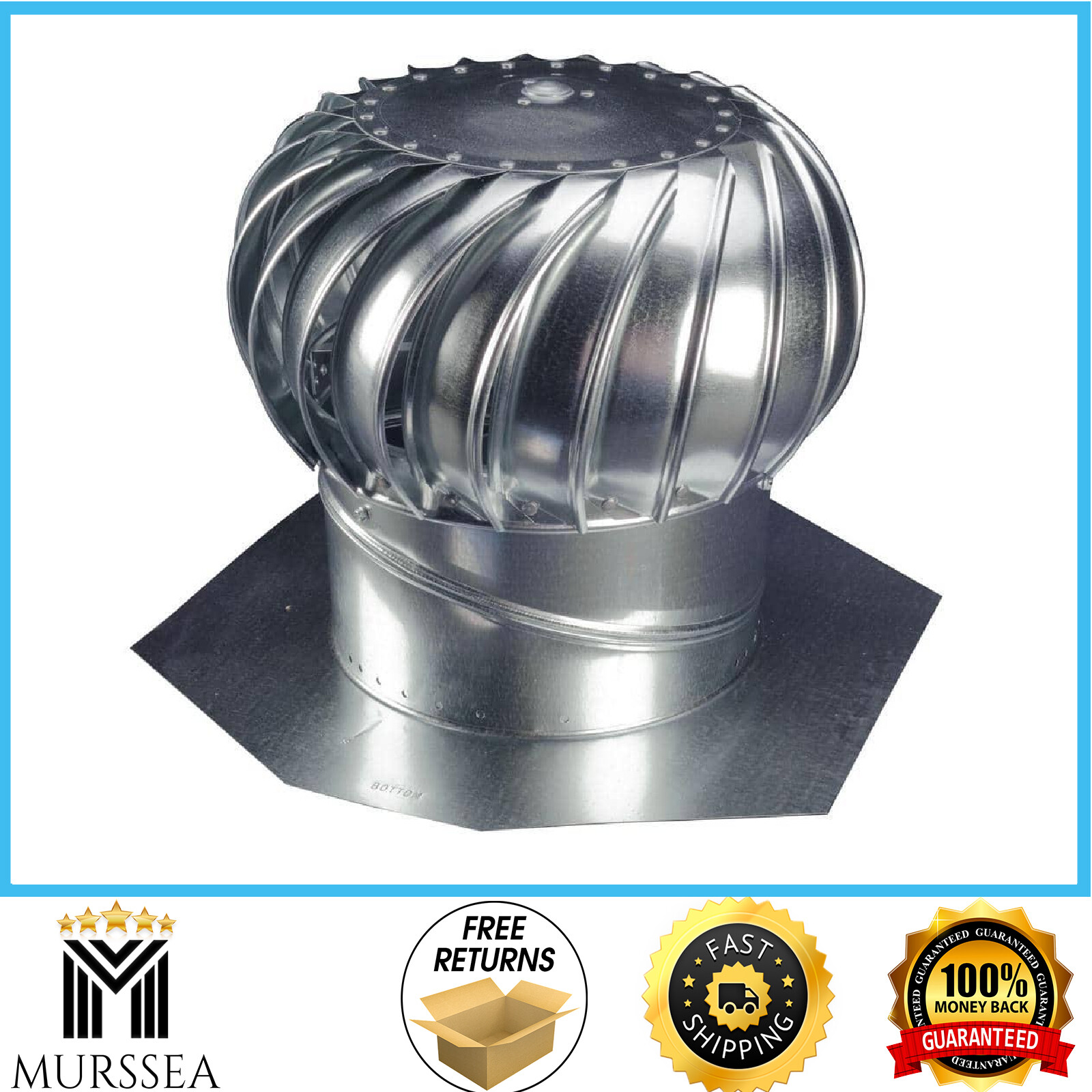 12'' Attic Steel Wind Turbine Roof Vent Exhaust Fan Rotary Ventilator Steel NEW