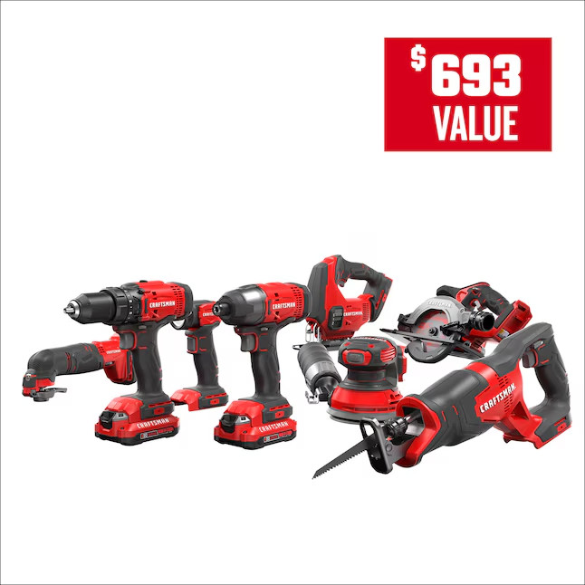 CRAFTSMAN 20V MAX 8-Tool Power Tool Combo Kit with Soft Case (Battery + Charger)