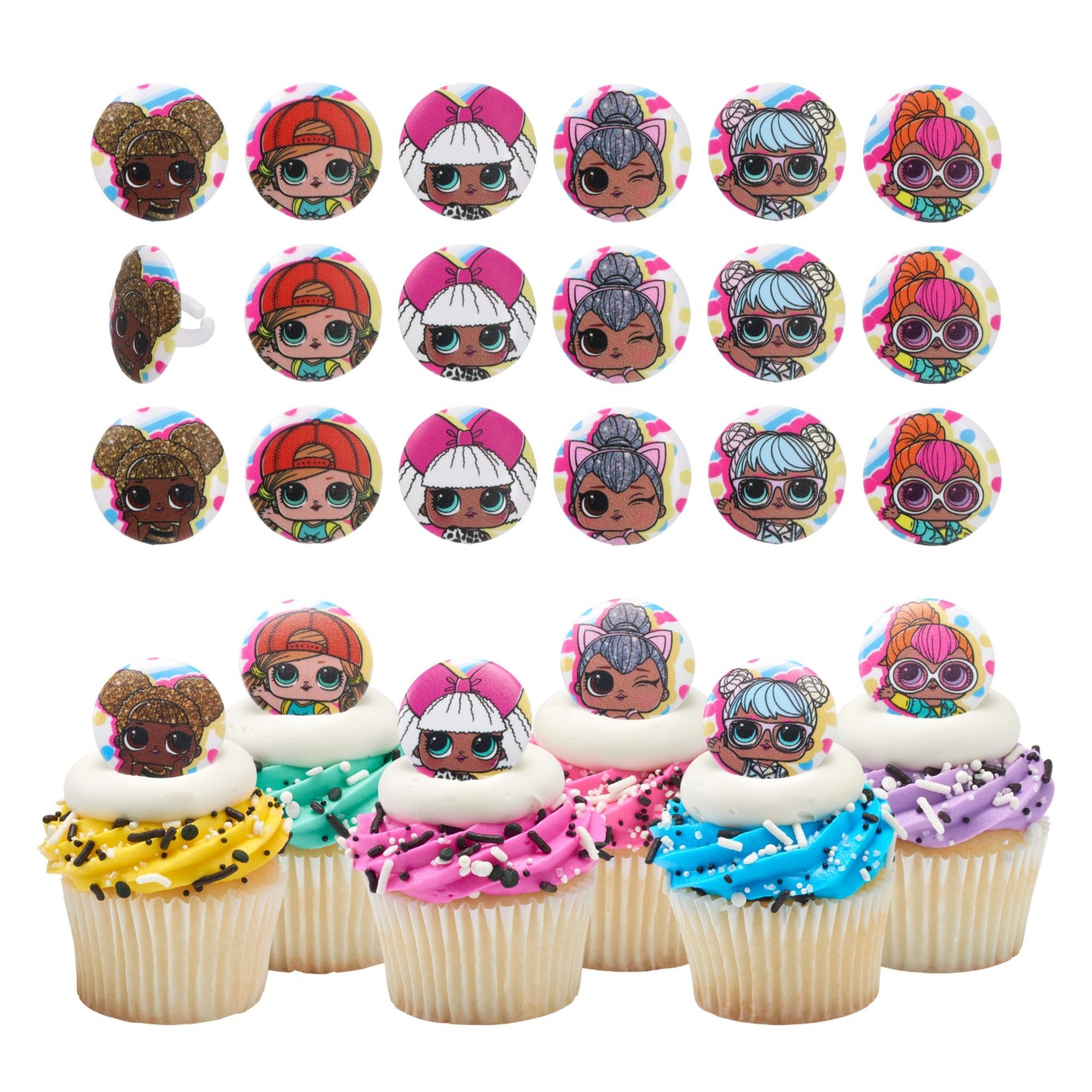 DecoPac L.O.L. Surprise! Rings, 24 Surprise Cupcake Multi