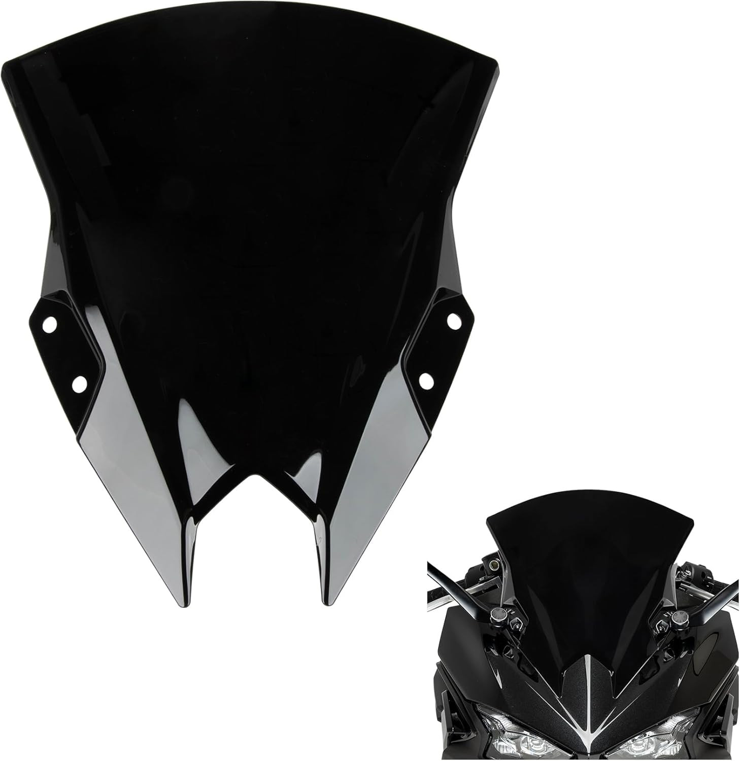 Black Windscreen Windshield for Kawasaki Ninja 500 2024 2025 Plastic Deflector