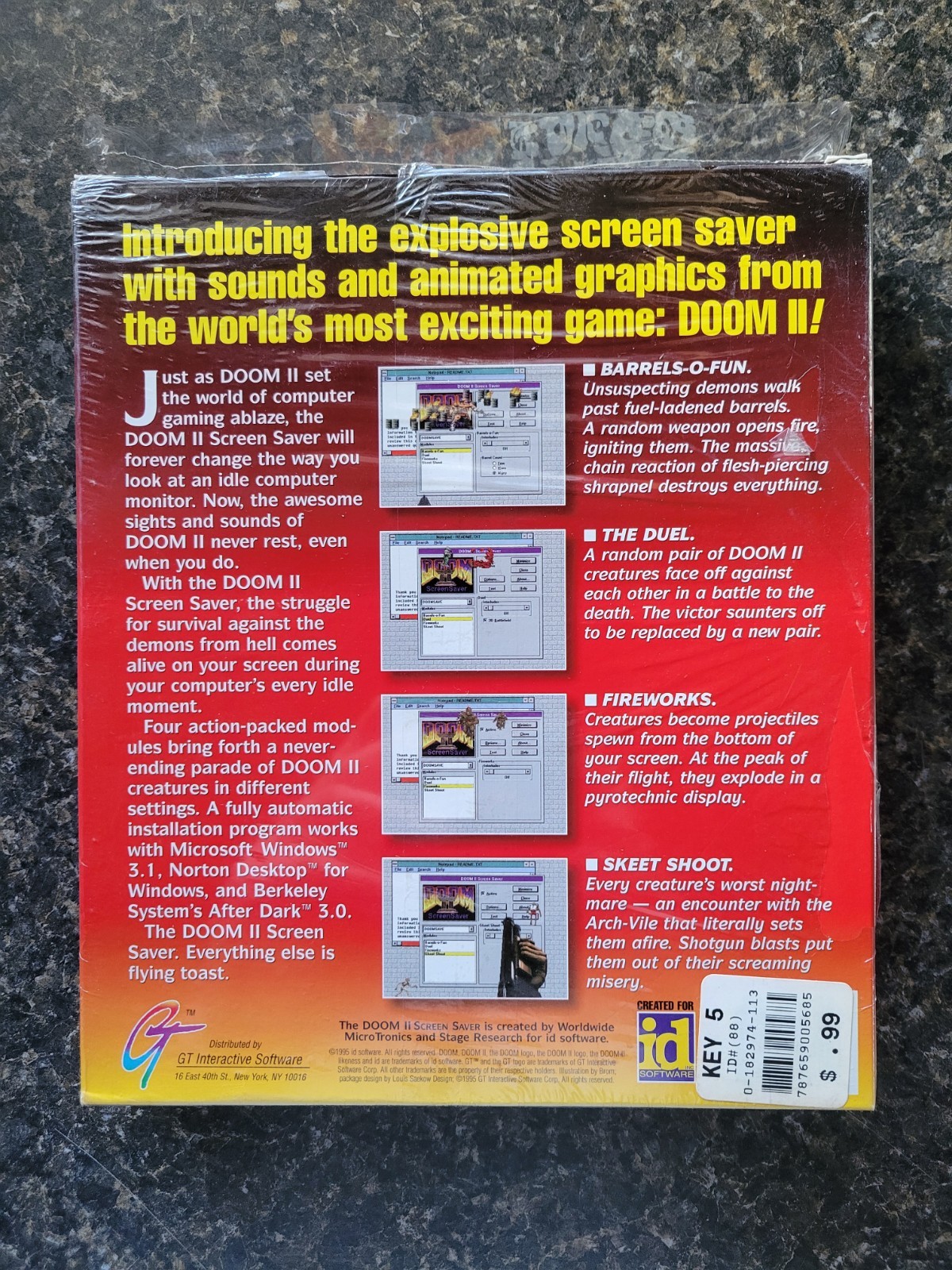 Doom II ID Software PC Screen Saver GT Interactive Big Box Set of (4) Disks