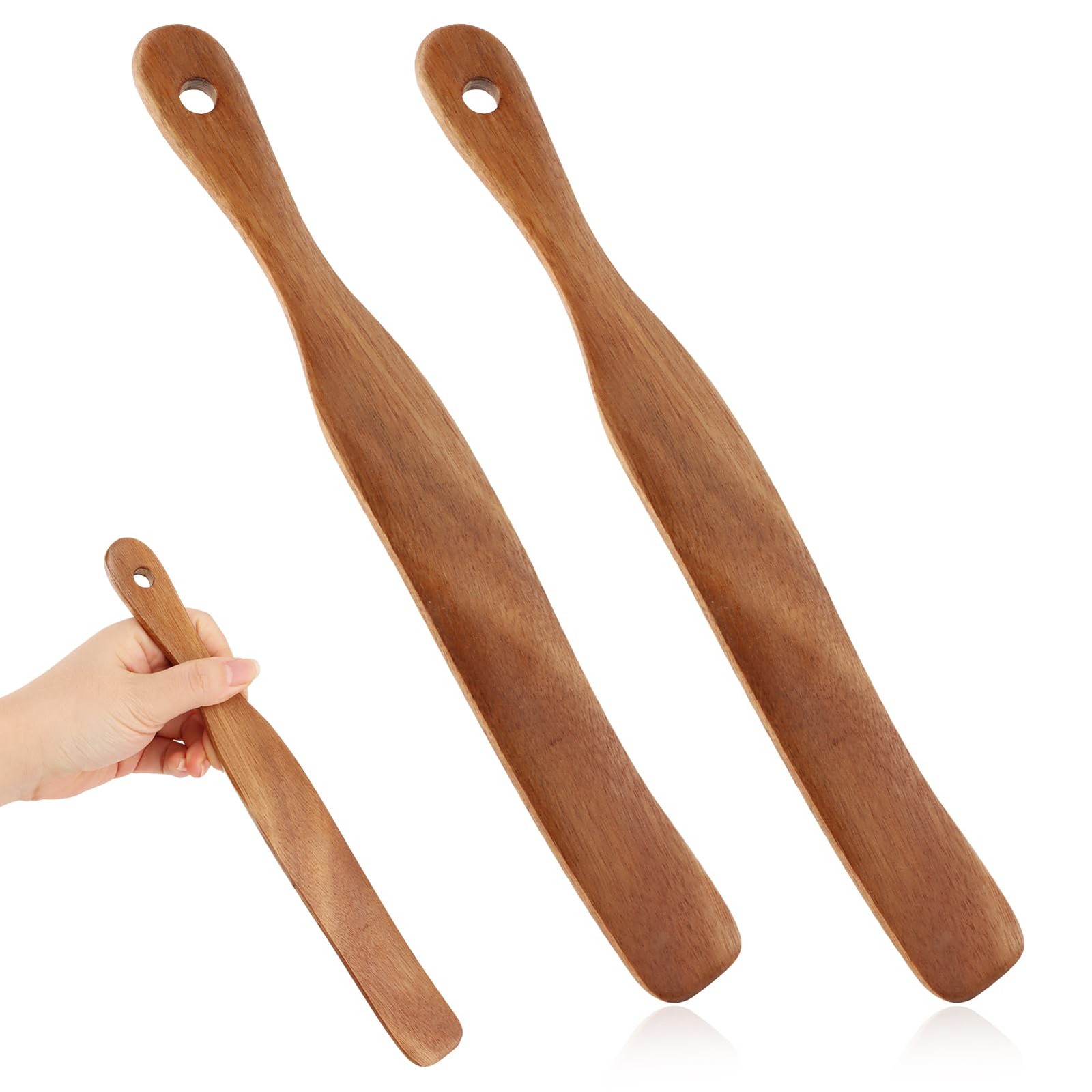 2Pcs Wooden Spatula for Cooking, Dough Stirring 2pcs Long, Wood