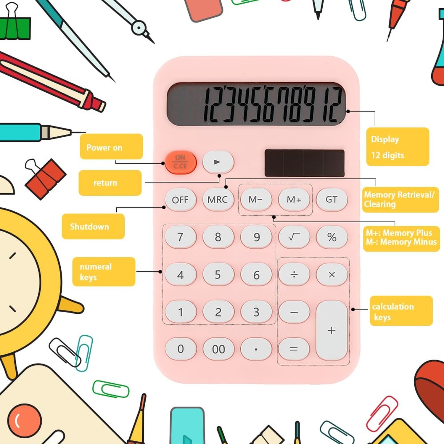 Pink Calculator Small Basic Calculator for School Teacher Gifts School Suppli...