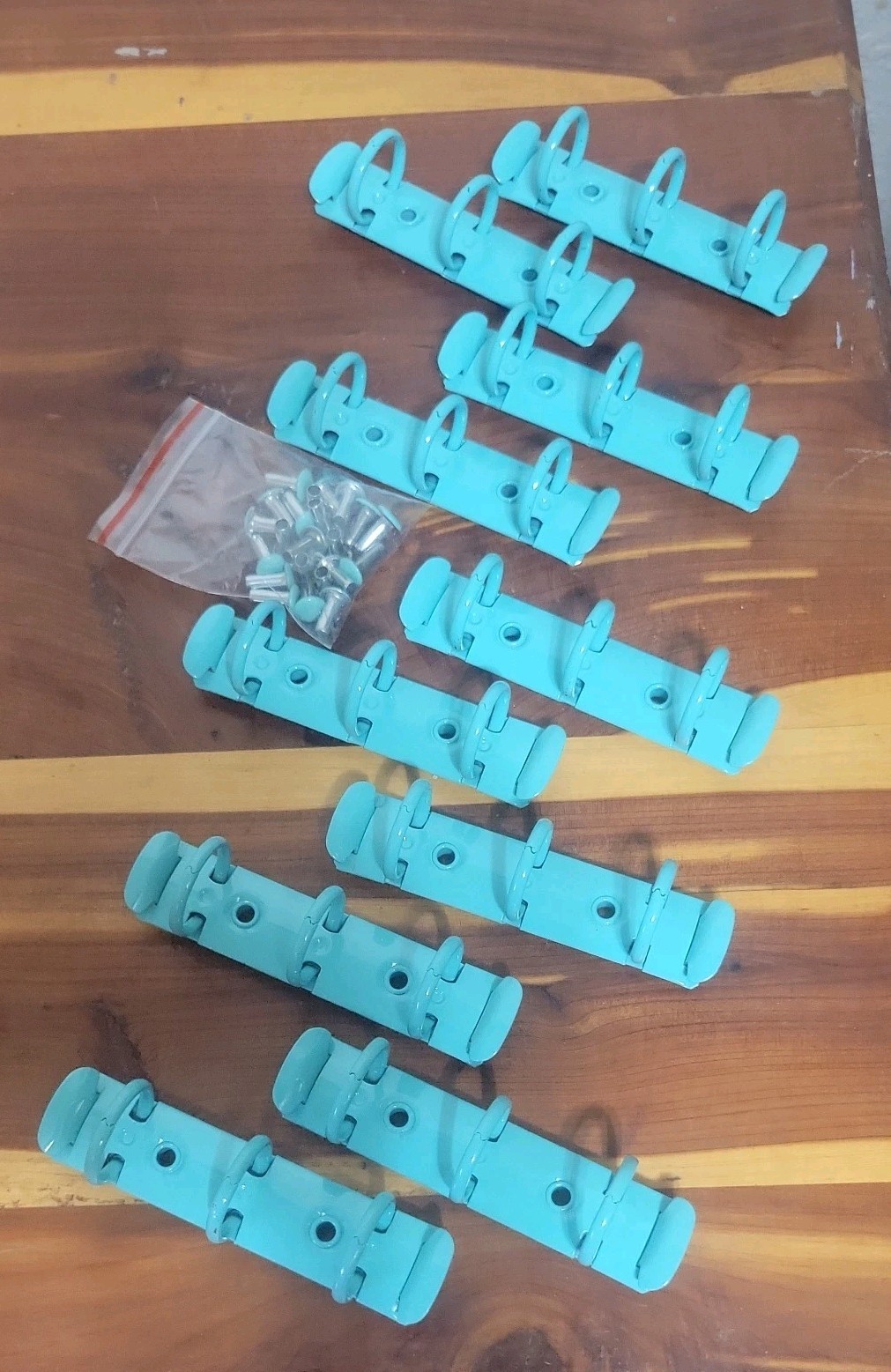 10 pc. metal teal 3 ring binding clasps w/ matching grommets