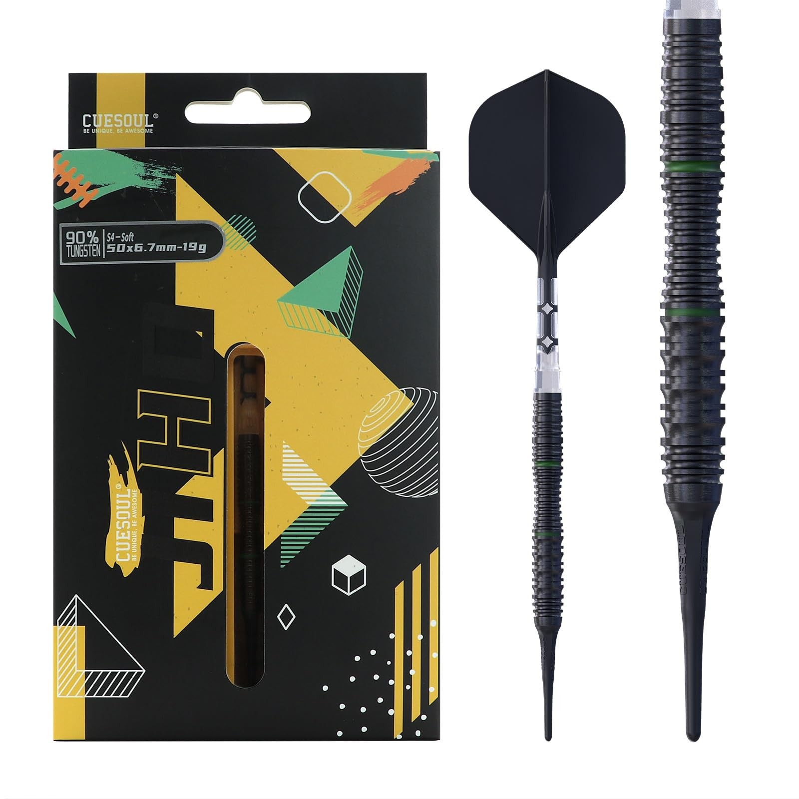 CUESOUL JIHO S4 19g Soft Tip 90% Tungsten Dart Set Titanium Coated ROST T19