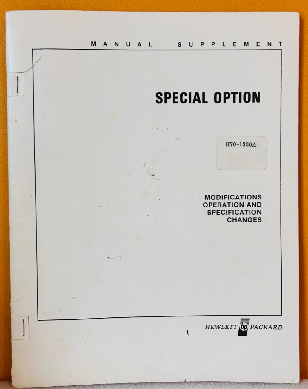 HP H70-1330A Special Option Modifications Oper & Specification Changes Manual.