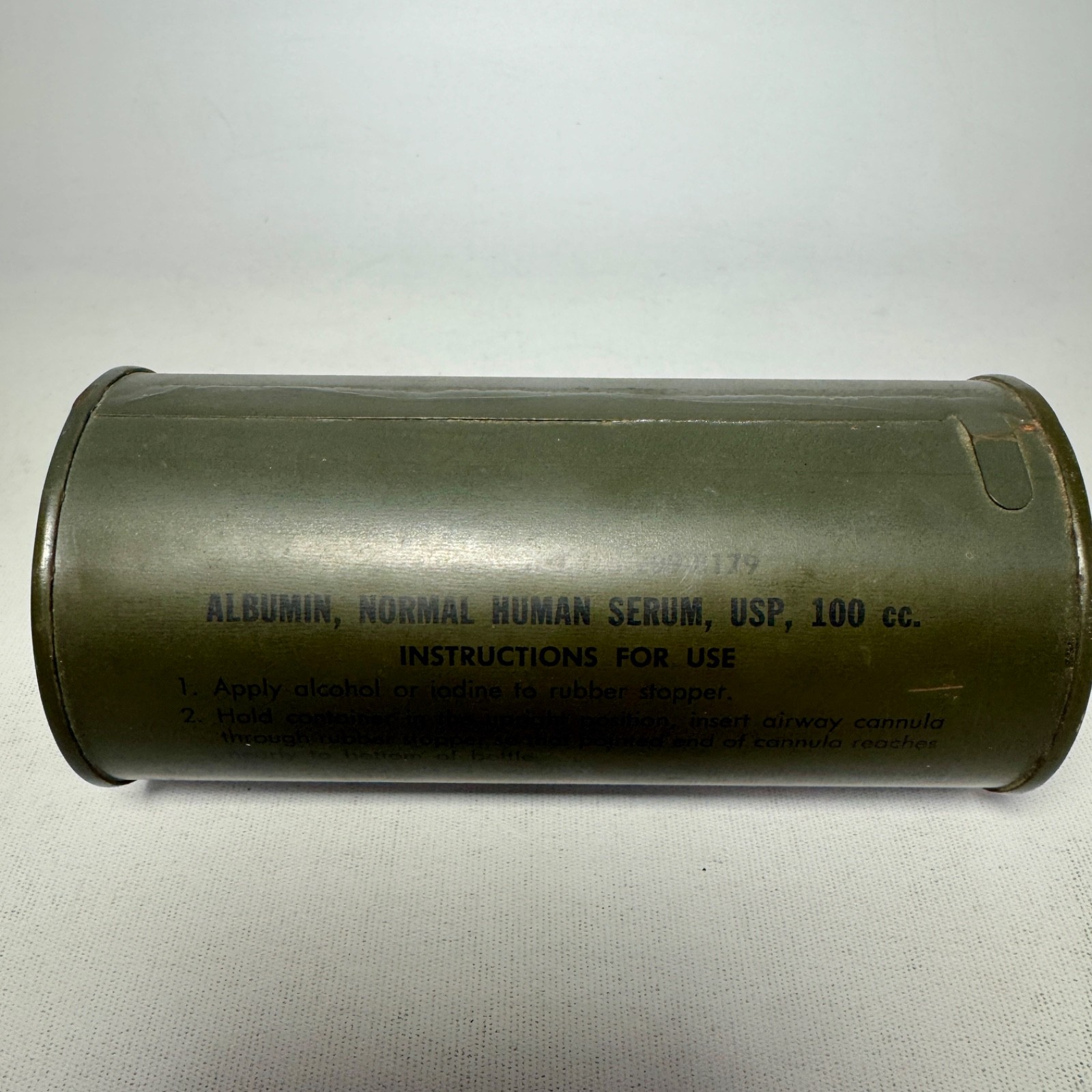 Vietnam Era US War Can of Albumin Serum for In Battle Medic Treatment Mfg 1961