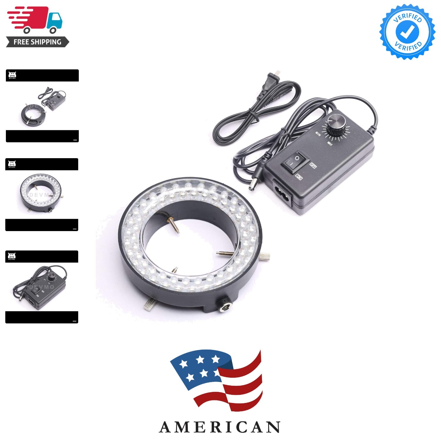 60-LED Adjustable Ring Light Illuminator Lamp for Stereo Zoom Microscope