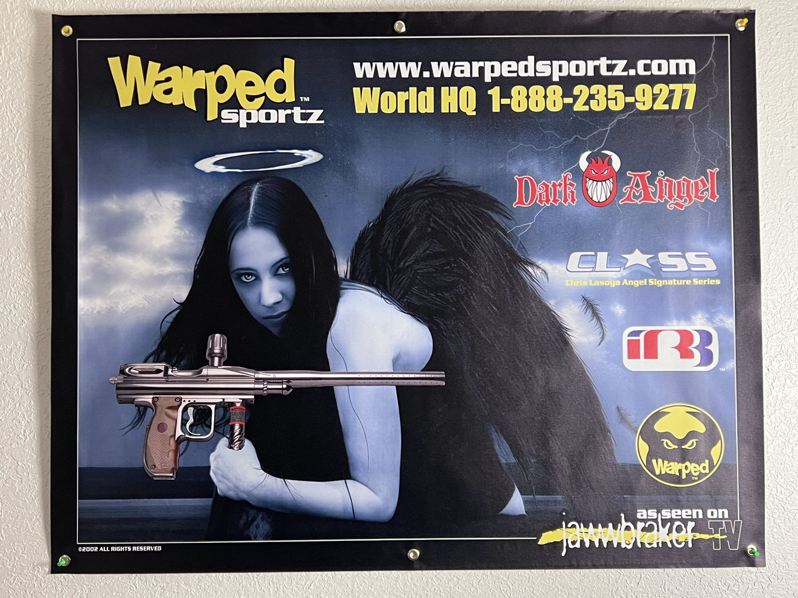 Warped Sportz Chris Lasoya Dark Angel IR3 Paintball Banner - VTG, Mint